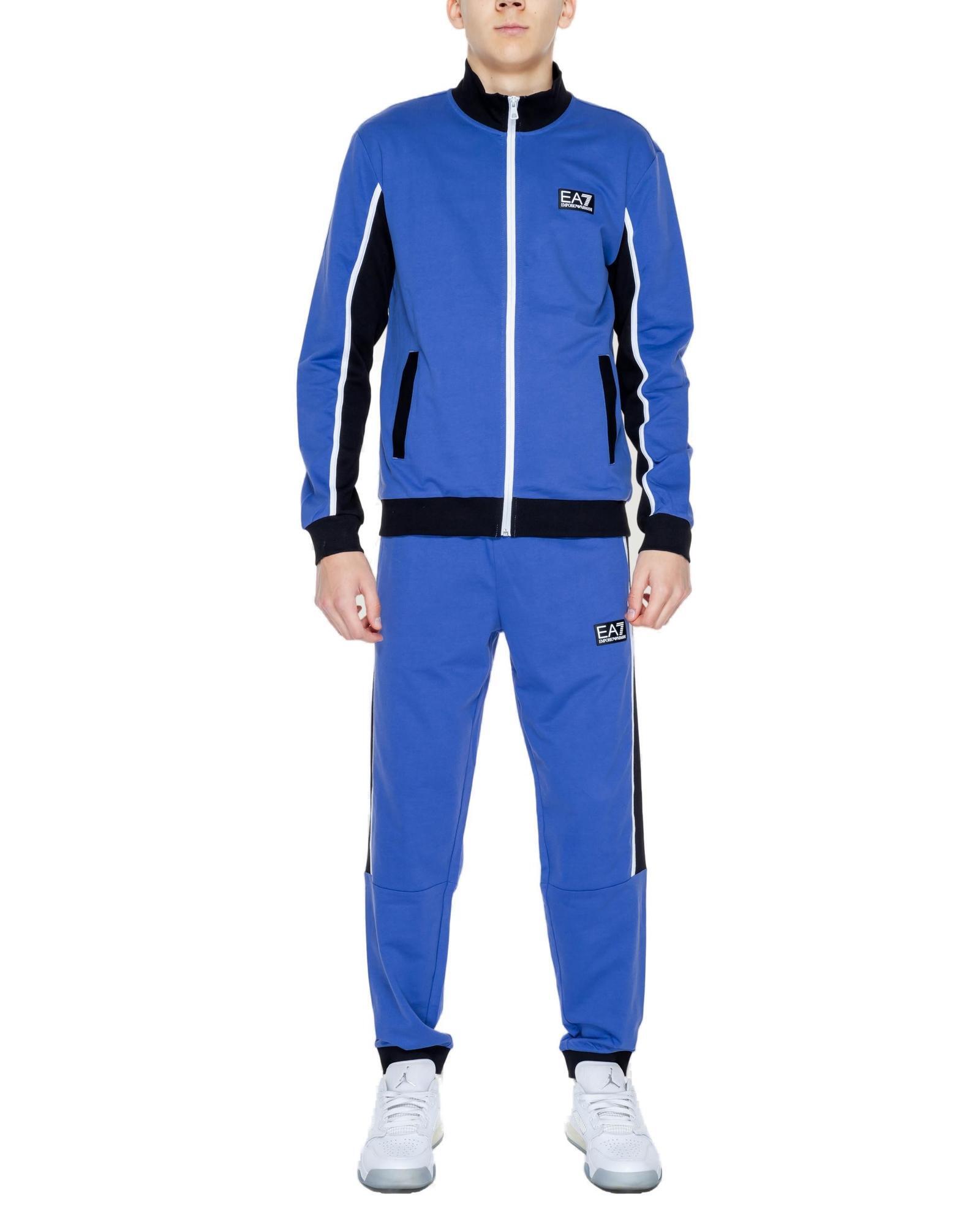 Ea7 Printed Cotton Tracksuit with Zipper and Turtleneck