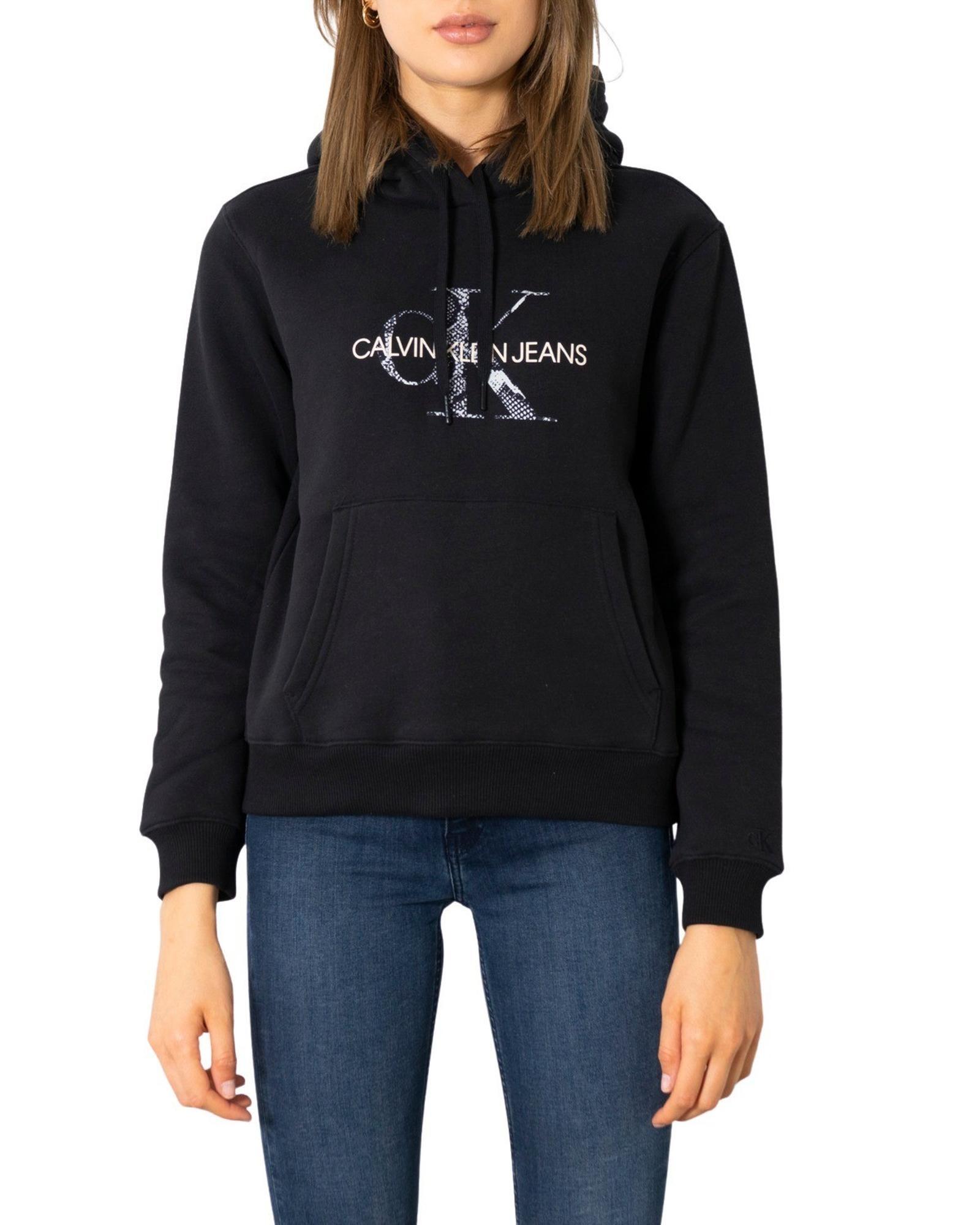 Calvin Klein Jeans Calvin Klein Jeans Women s Black Hoodie with Snakeskin Logo