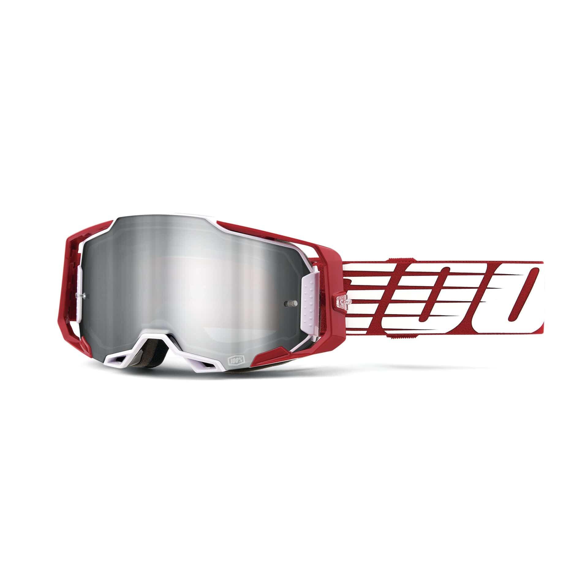 100 Percent ARMEGA Goggle Oversized Deep Red - Mirror Silver Flash