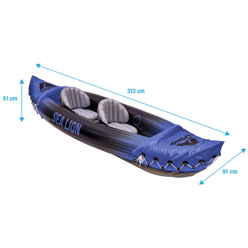 Kayak Sea Lion gonflable 312x91x51 cm - léger, maniable - Pour 2 personnes