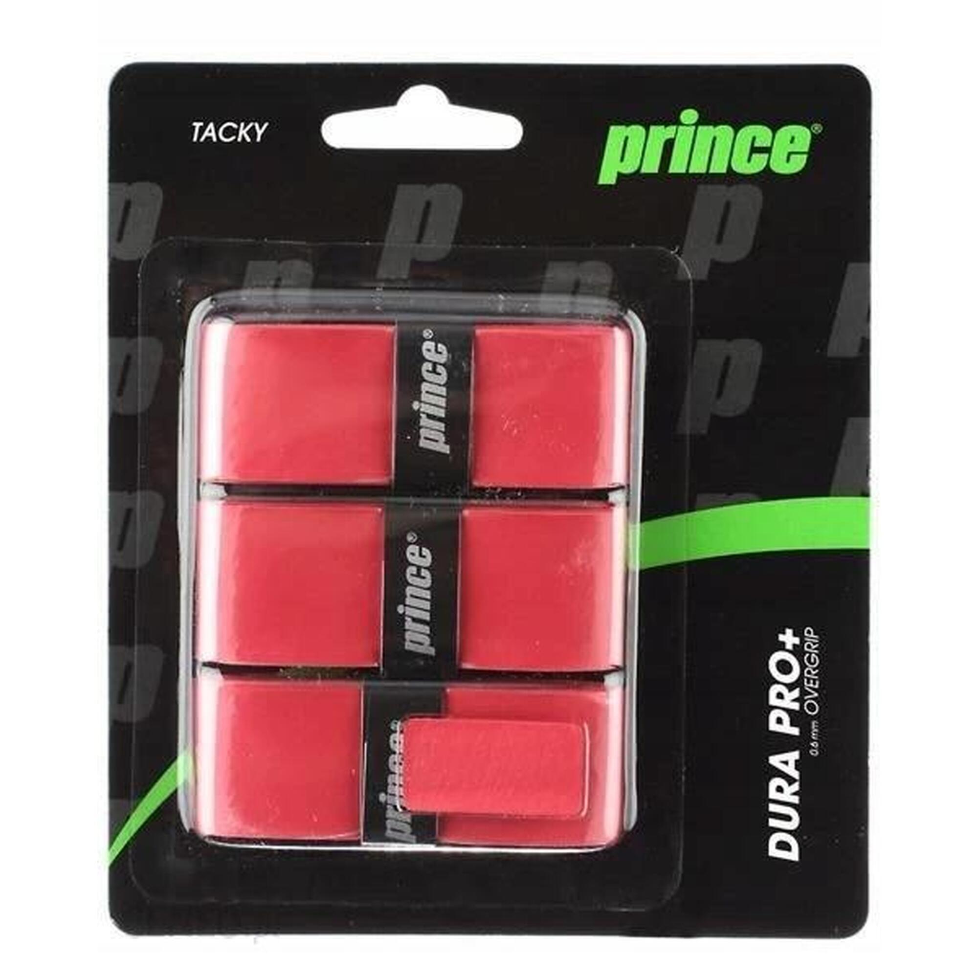 Owijka tenisowa  wierzchnie czerwone Prince Dura Pro+ - 3szt.