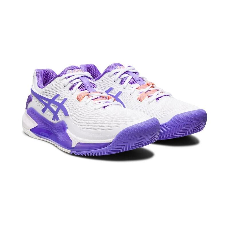 Asics Gel Resolution 9 Clay Blanco Morado Mujer 1042a224-101