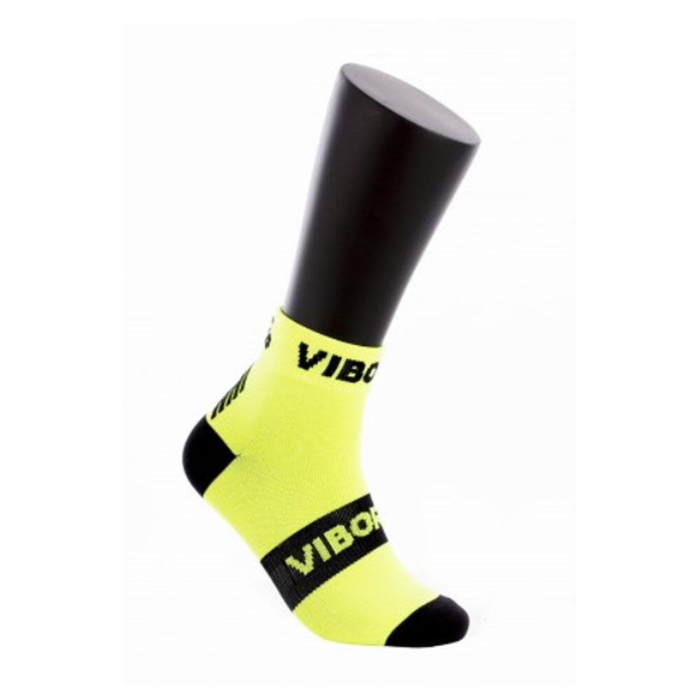FLUORESCENT YELLOW AND BLACK VIBOR-A KAIT ANKLE SOCKS 1/2