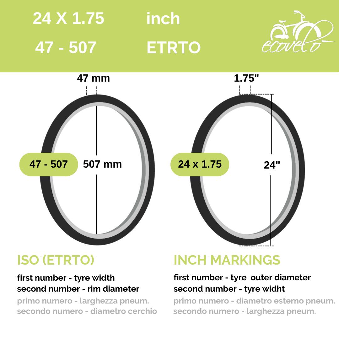 1 copertone 24 x 1.75 slick mtb + camera pneumatici 24 EV 2/6