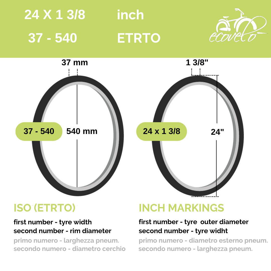 2 copertoni 24 x 1-3/8 Per carrozzina EV 2/4
