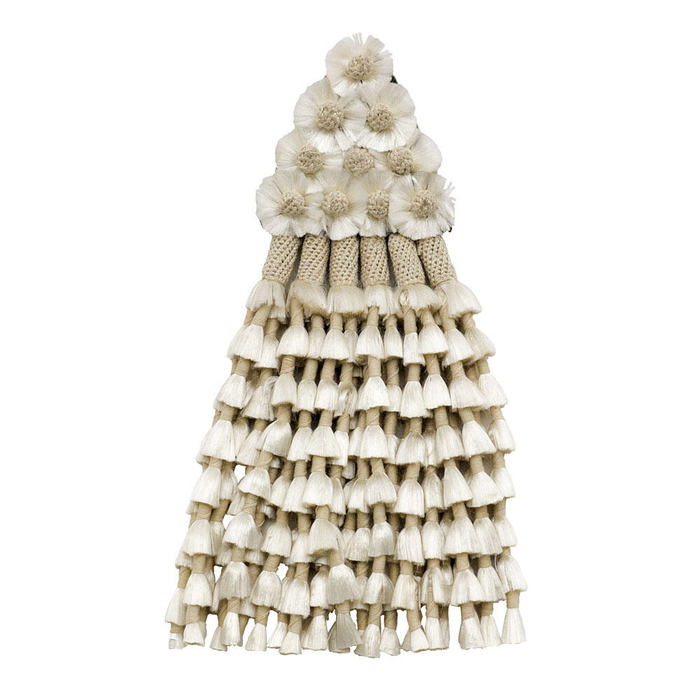 ZALDI Mosquero Vaquero Seda Natural Borlas Blancas