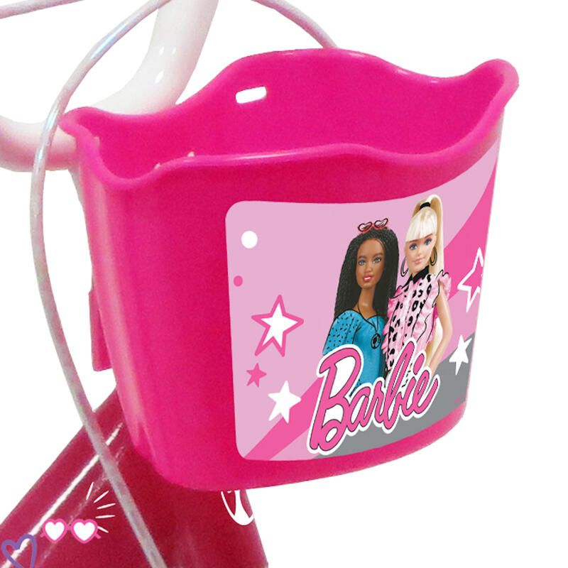 14 inch Barbie fiets met luchtbanden, poppenzitje en mandje