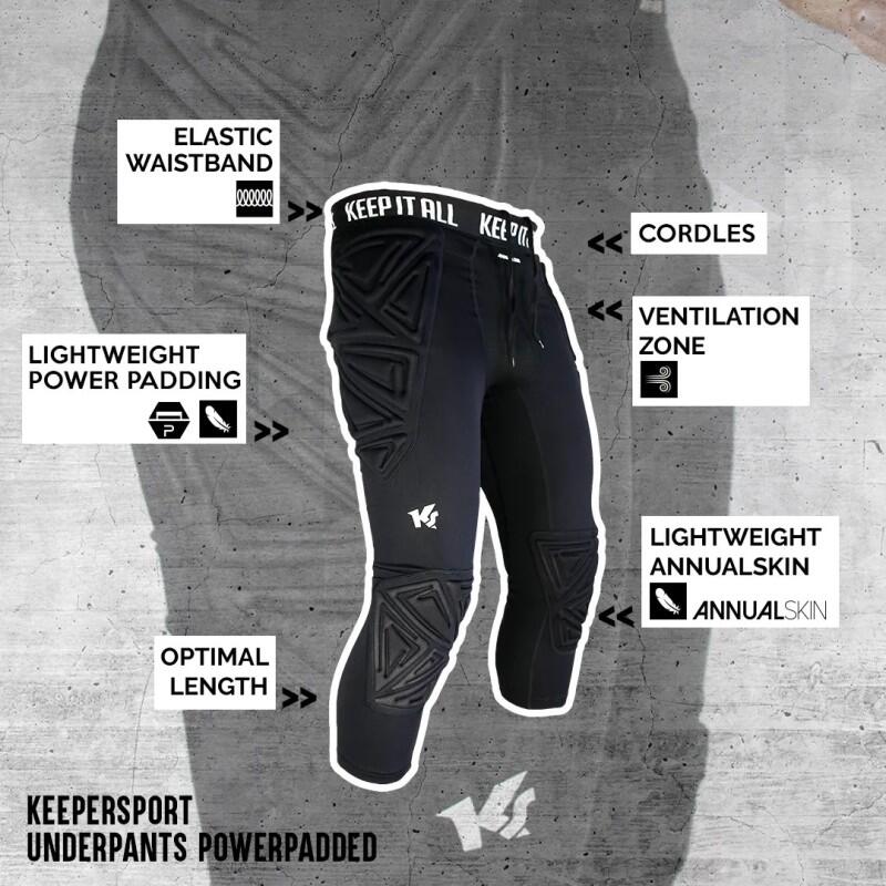 Mallas negras Keepersport Powerpadded 3/4 Jun