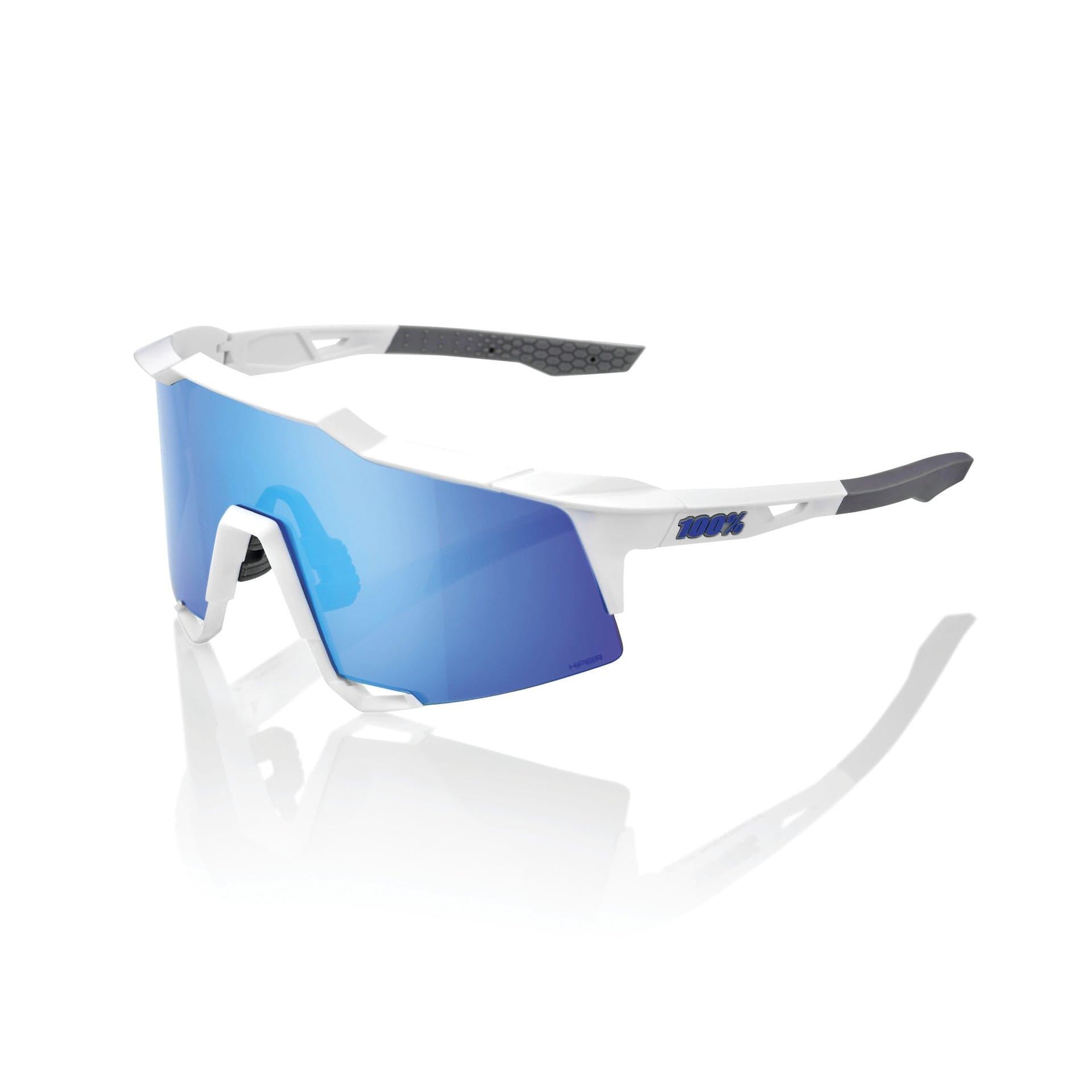 100 Percent Speedcraft Sunglasses Matte White/HiPER Blue Mirror Lens