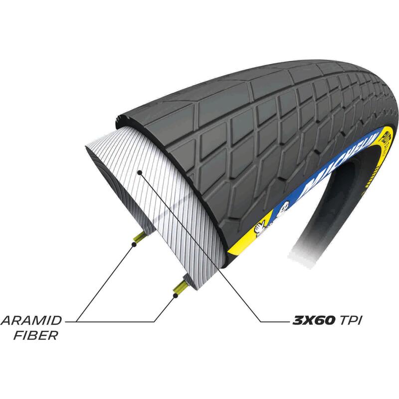 Pneu bmx 20x1.70 Michelin pilot sx slick tubeless ready noir ts (44-406)