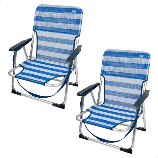 Aktive Confezione da 2 sedie da spiaggia a strisce fisse e pieghevoli