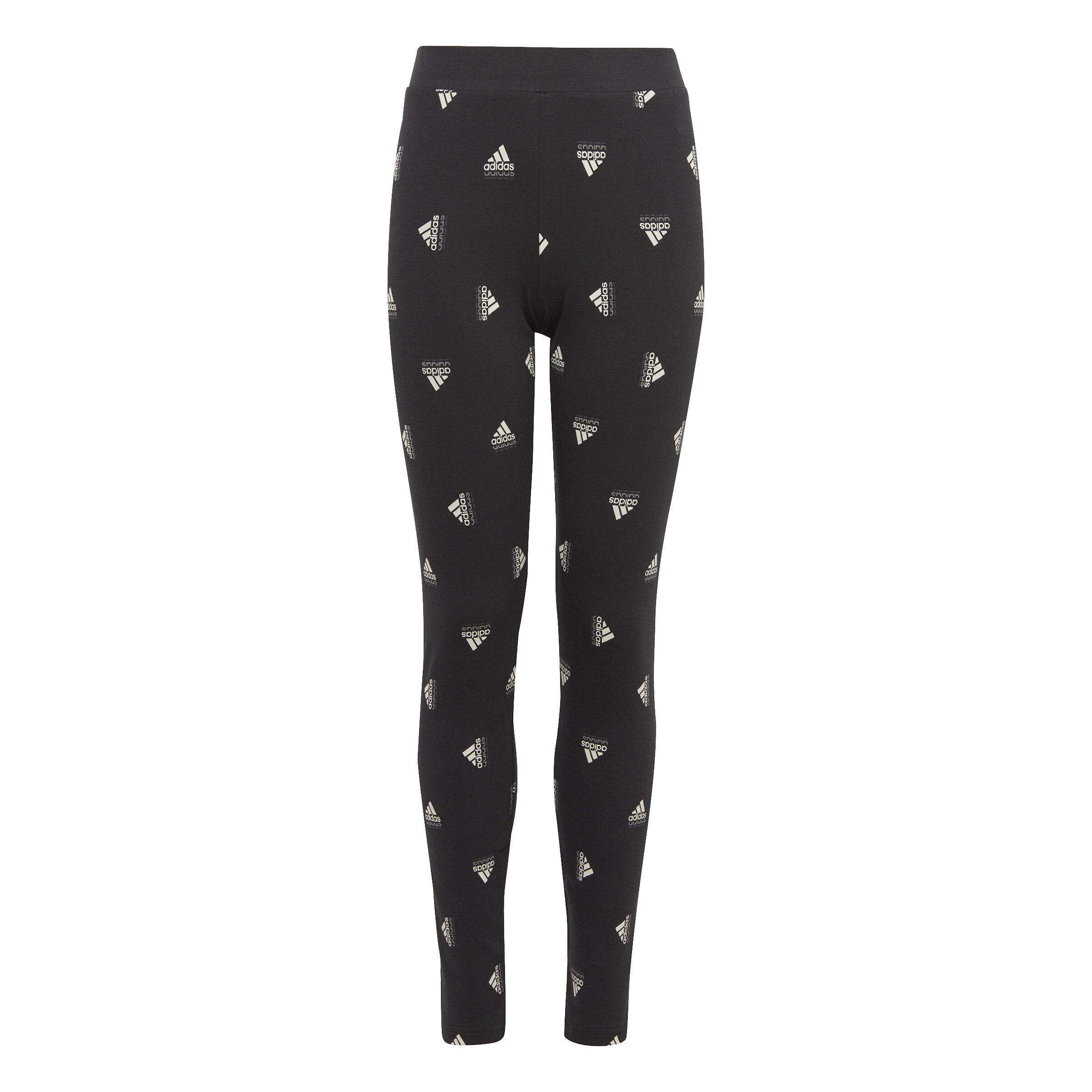 Legginsy dziecięce adidas Brand Love Print - czarne, dopasowane