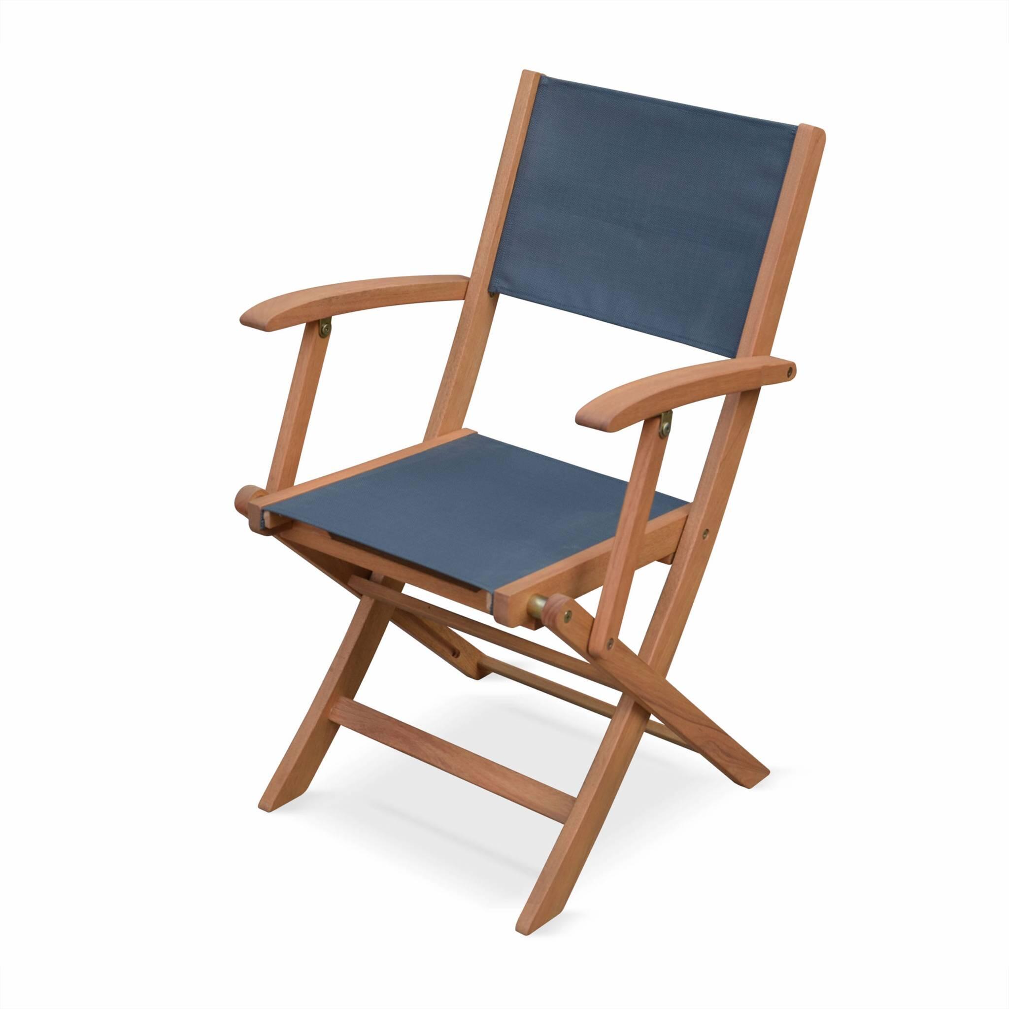 Silla de jardín plegable de madera de eucalipto, set de 2, Antracita 4/6