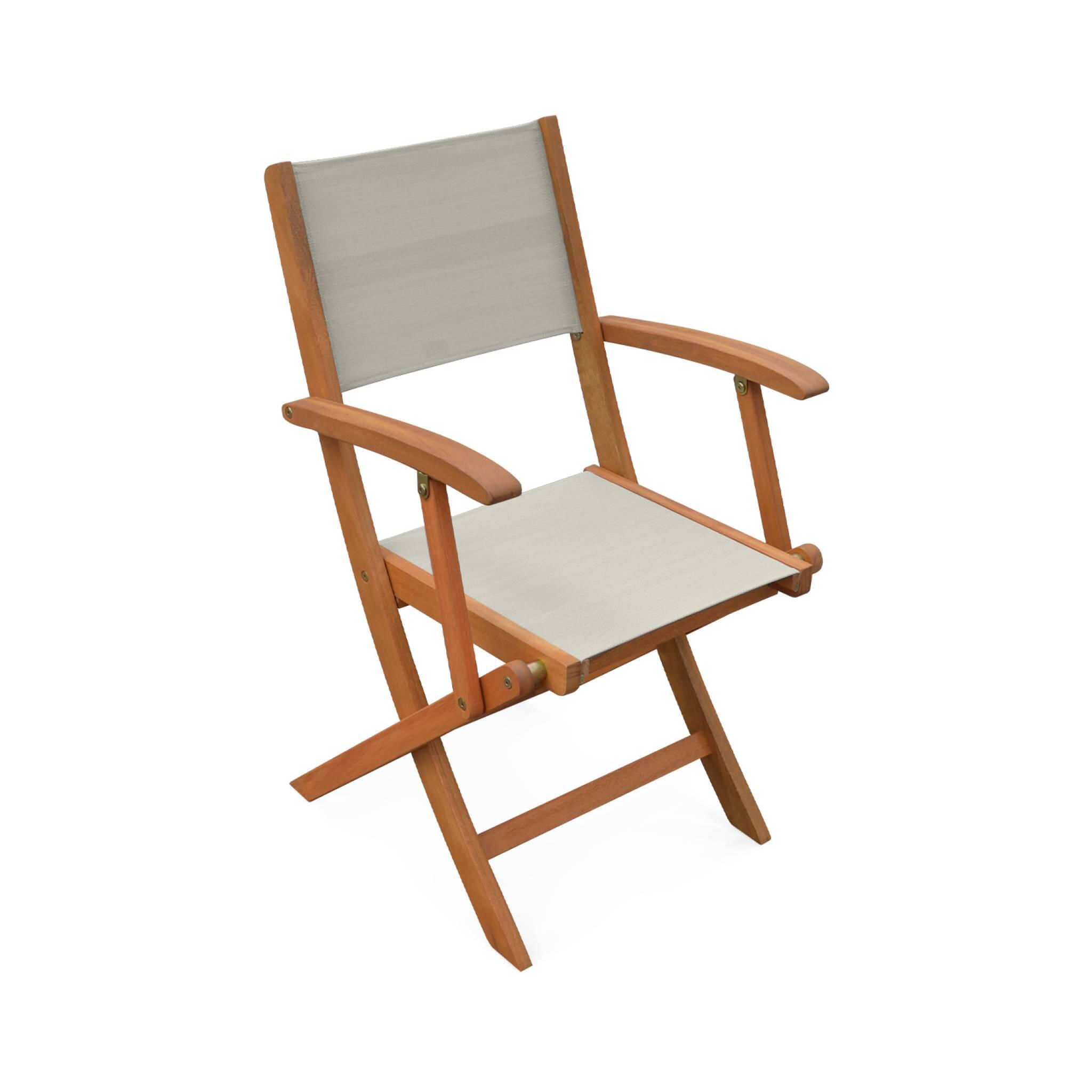 Silla de jardín plegable de madera de eucalipto, set de 2, Gris pardo 5/6
