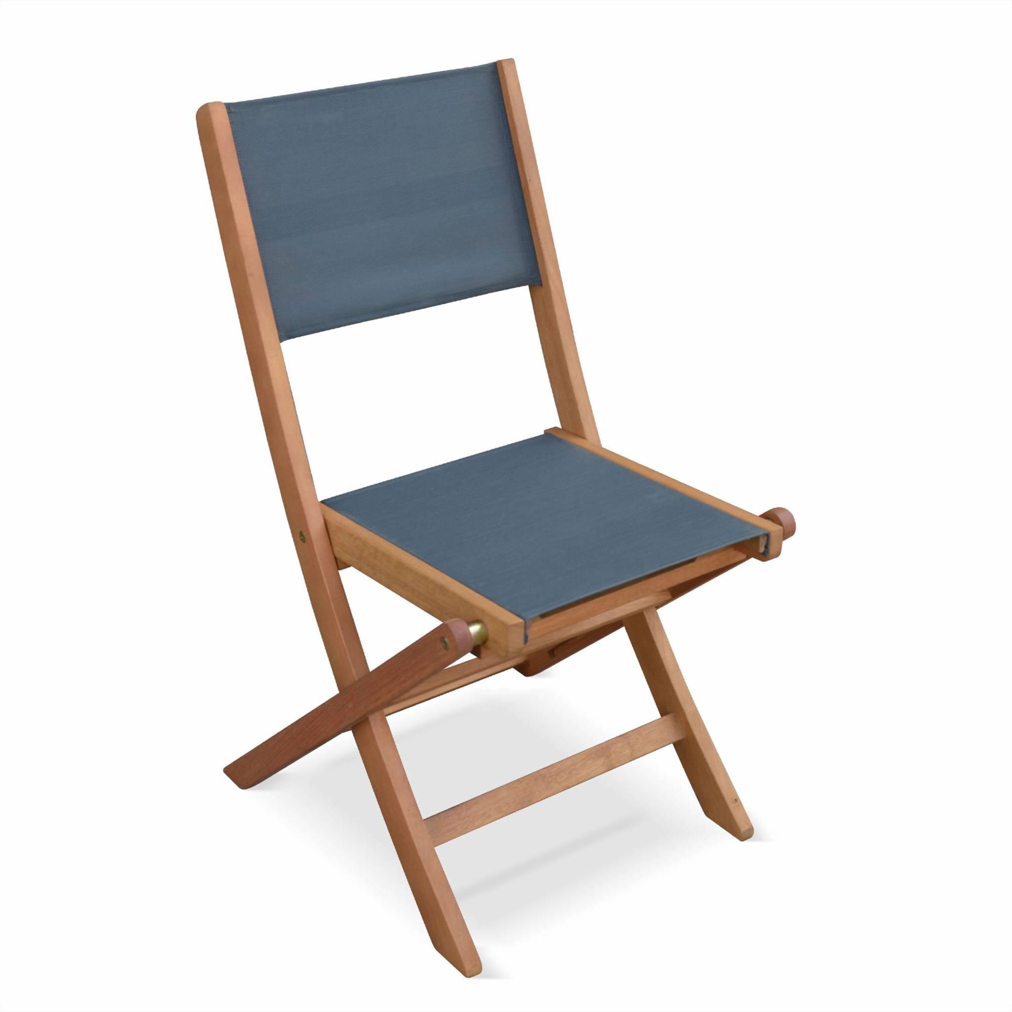 Silla de jardín plegable de madera de eucalipto, set de 2, Antracita 4/6