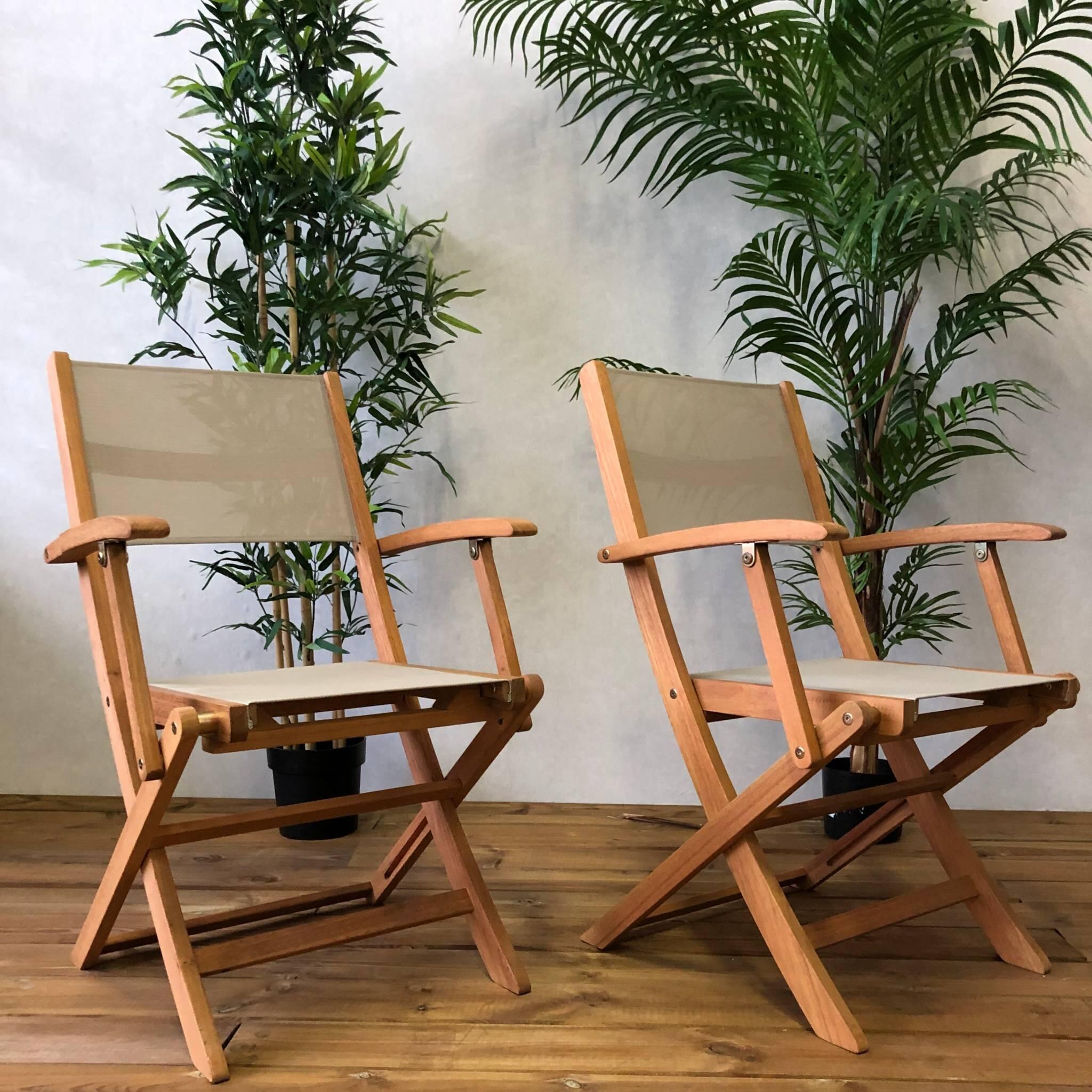 Silla de jardín plegable de madera de eucalipto, set de 2, Gris pardo 4/6