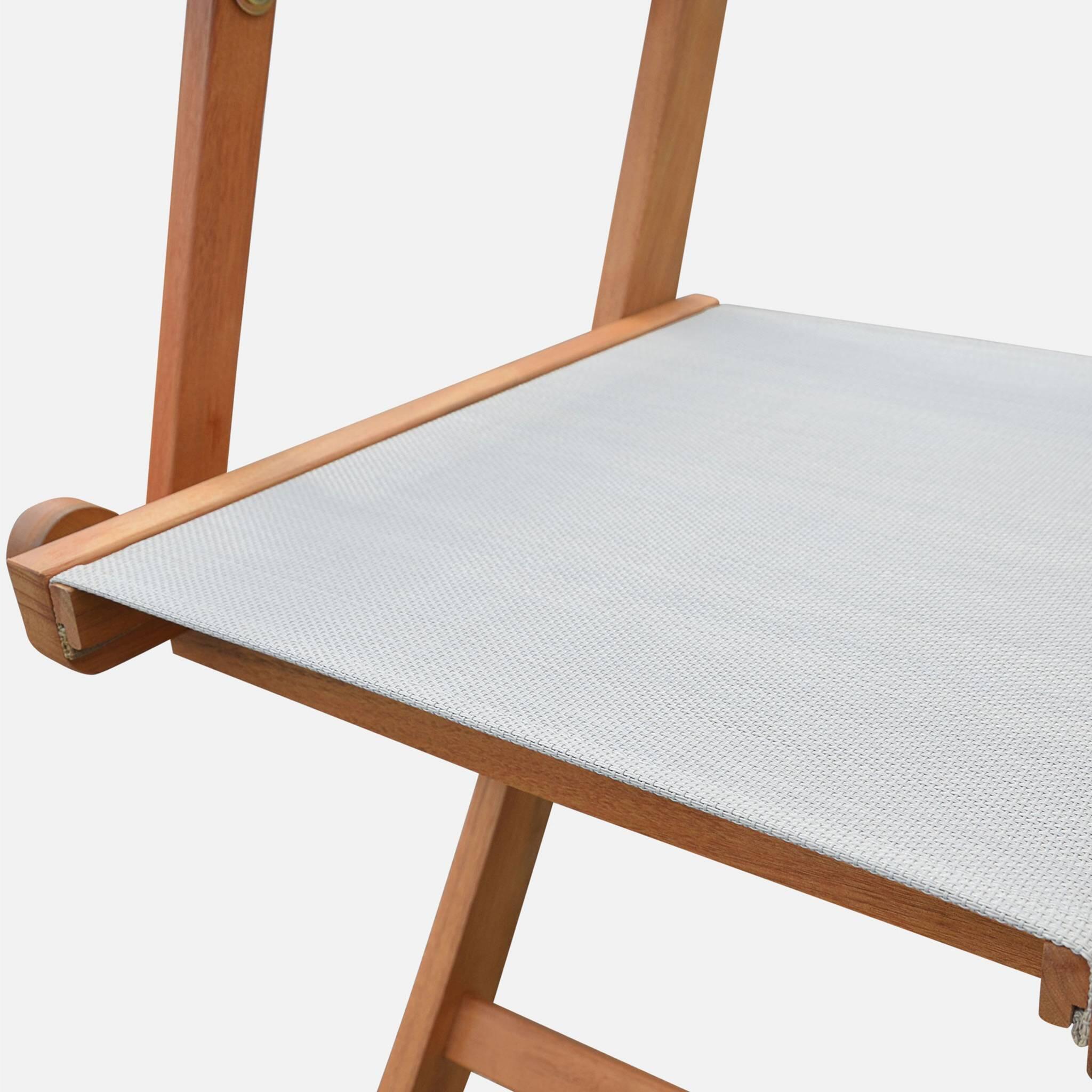 Silla de jardín plegable de madera de eucalipto, set de 2, Blanco 5/6