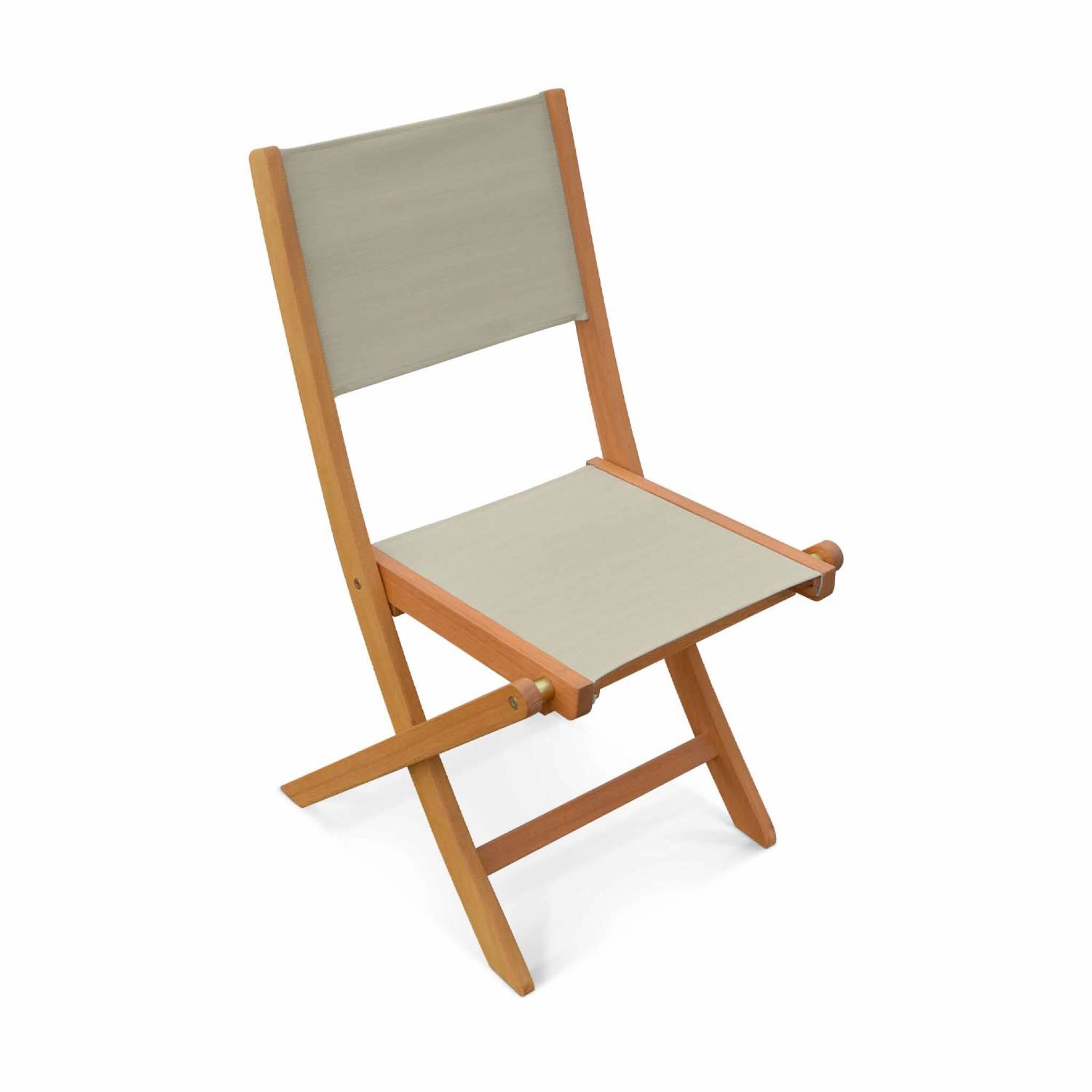 Cadeira de jardim dobrável em madeira, set de 2, Cinza Taupe 5/6