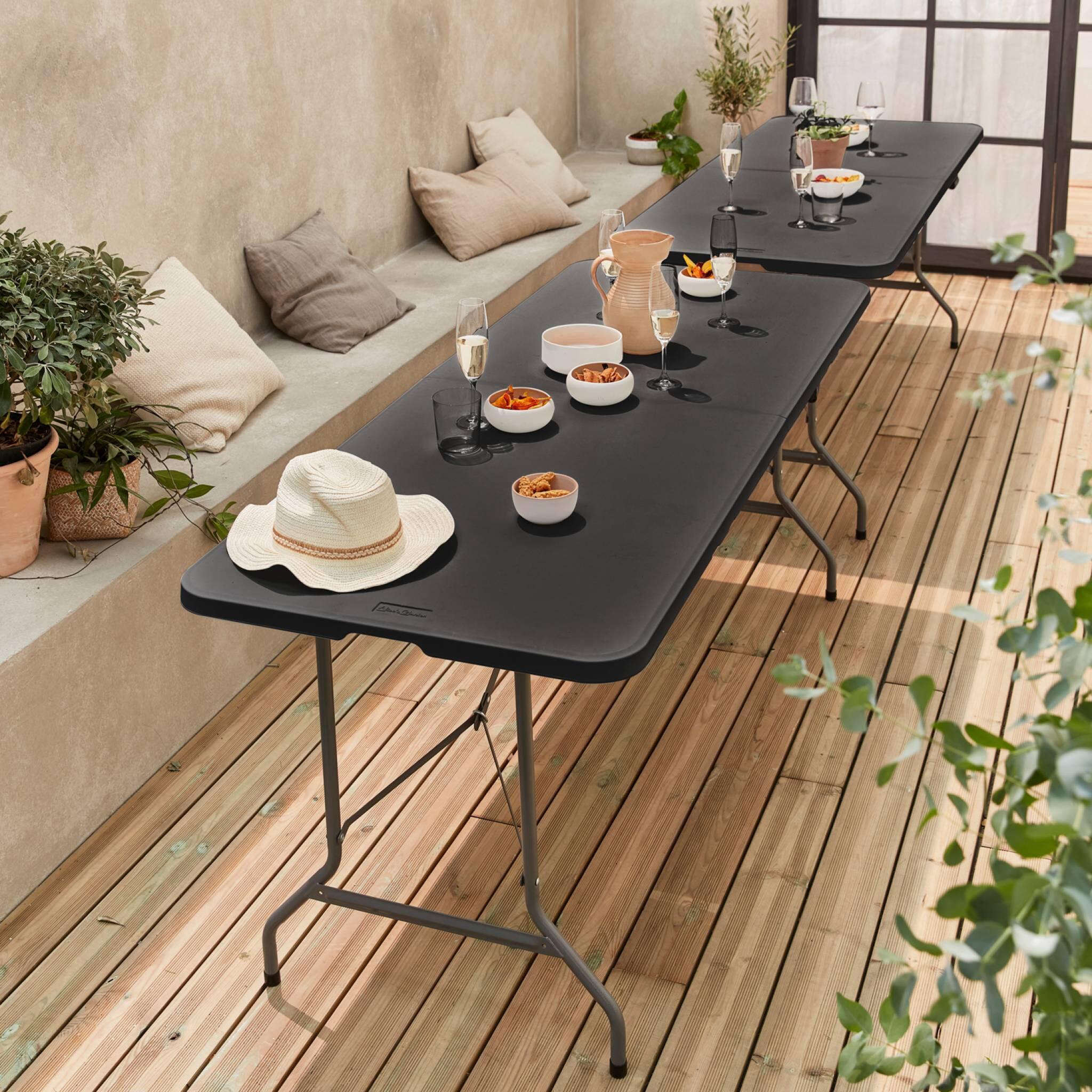 Mesas de recepção em plástico dobrável, set de 2, Cinza escuro 2/6