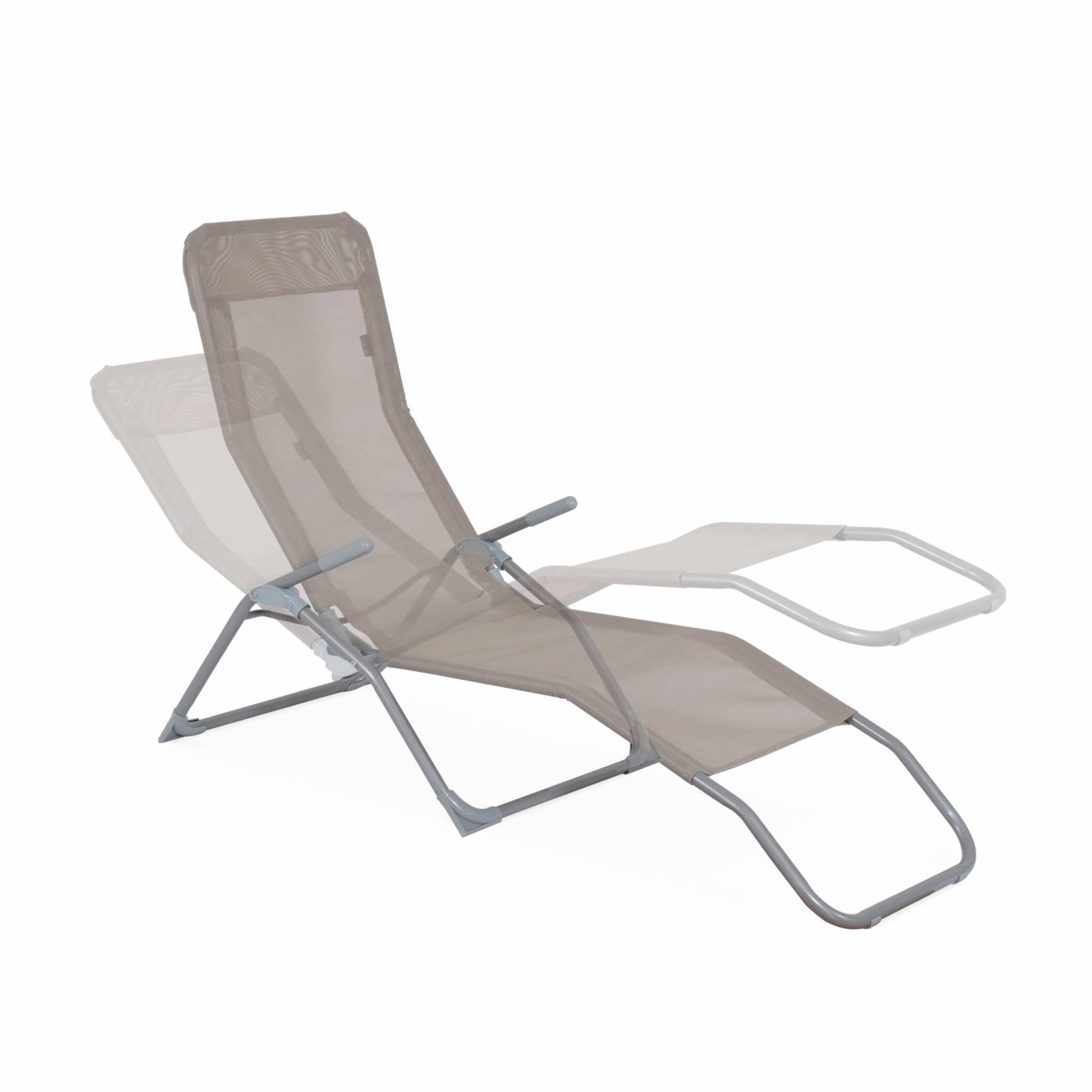 Espreguiçadeira dobrável Textilene com 2 posições, set de 4, Taupe 4/6