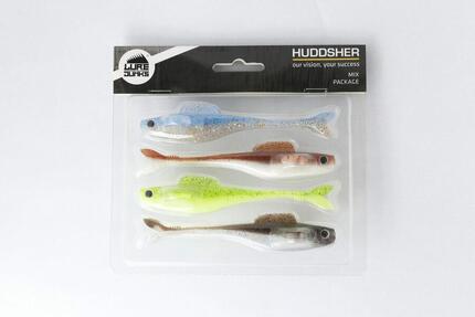 Gummiköder - Huddsher 11.5cm - 4 Farben mischen: BaitFish/Brownie/Poison/Goby