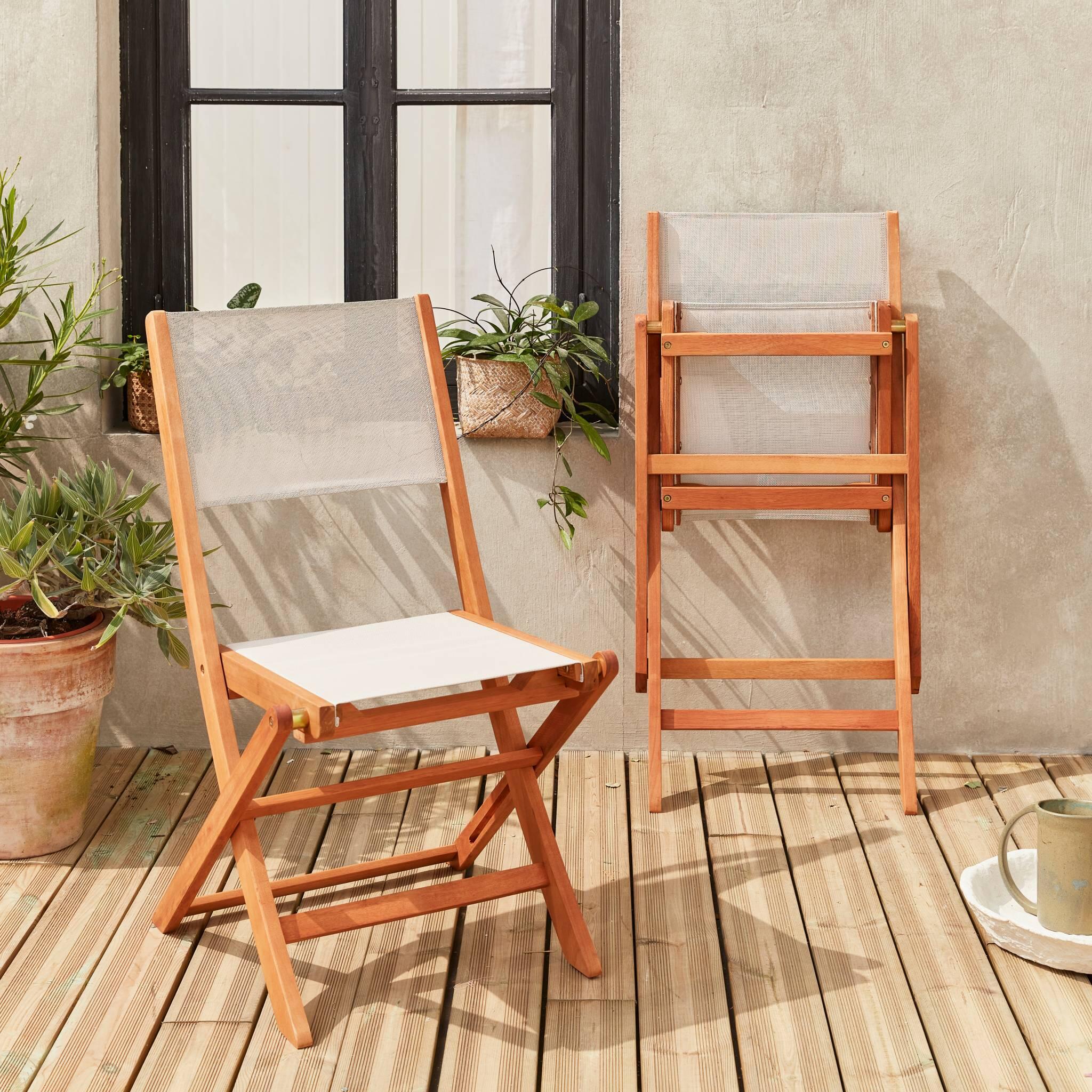 Set di 2 sedie da giardino pieghevoli in legno, Bianco 3/6