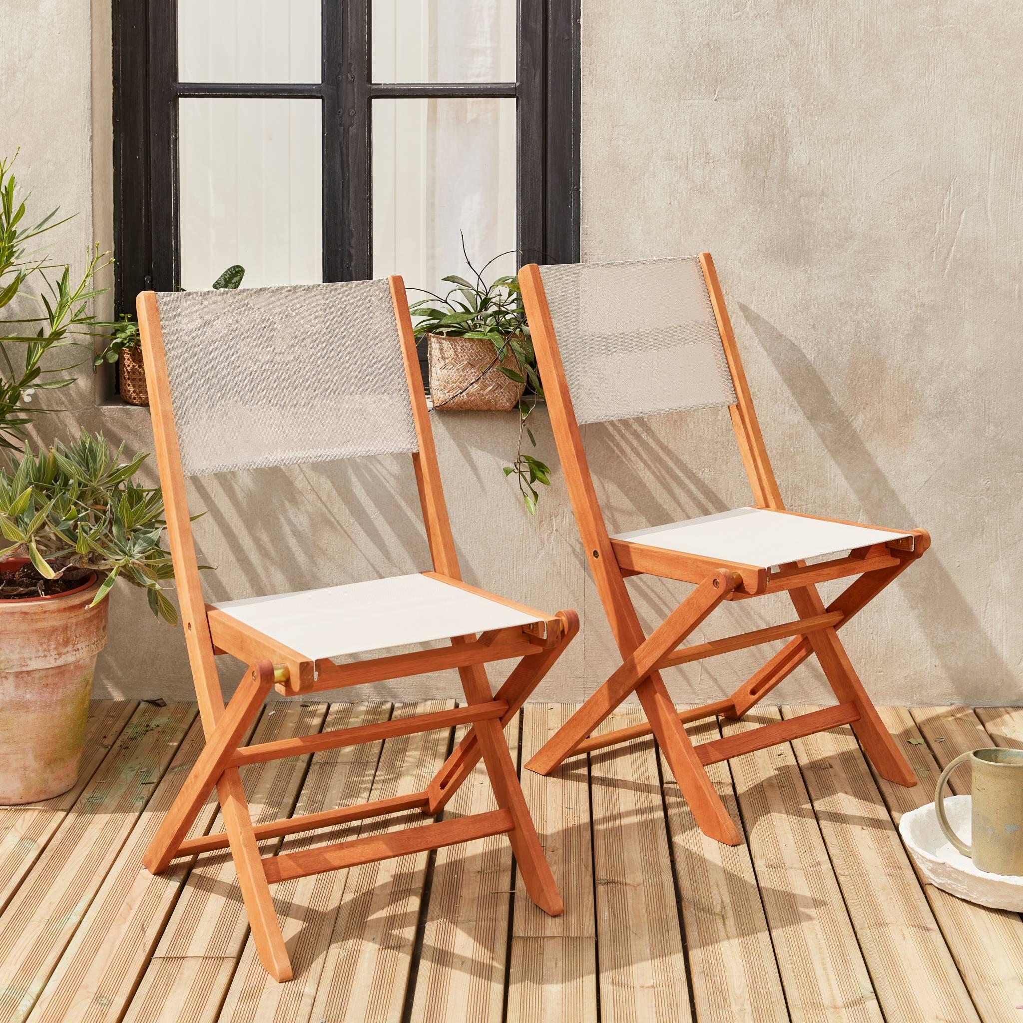 Set di 2 sedie da giardino pieghevoli in legno, Bianco 2/6