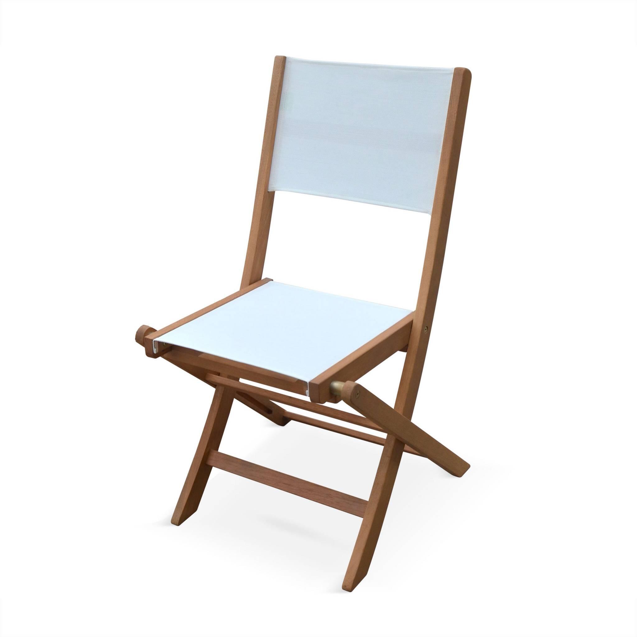 Set di 2 sedie da giardino pieghevoli in legno, Bianco 4/6