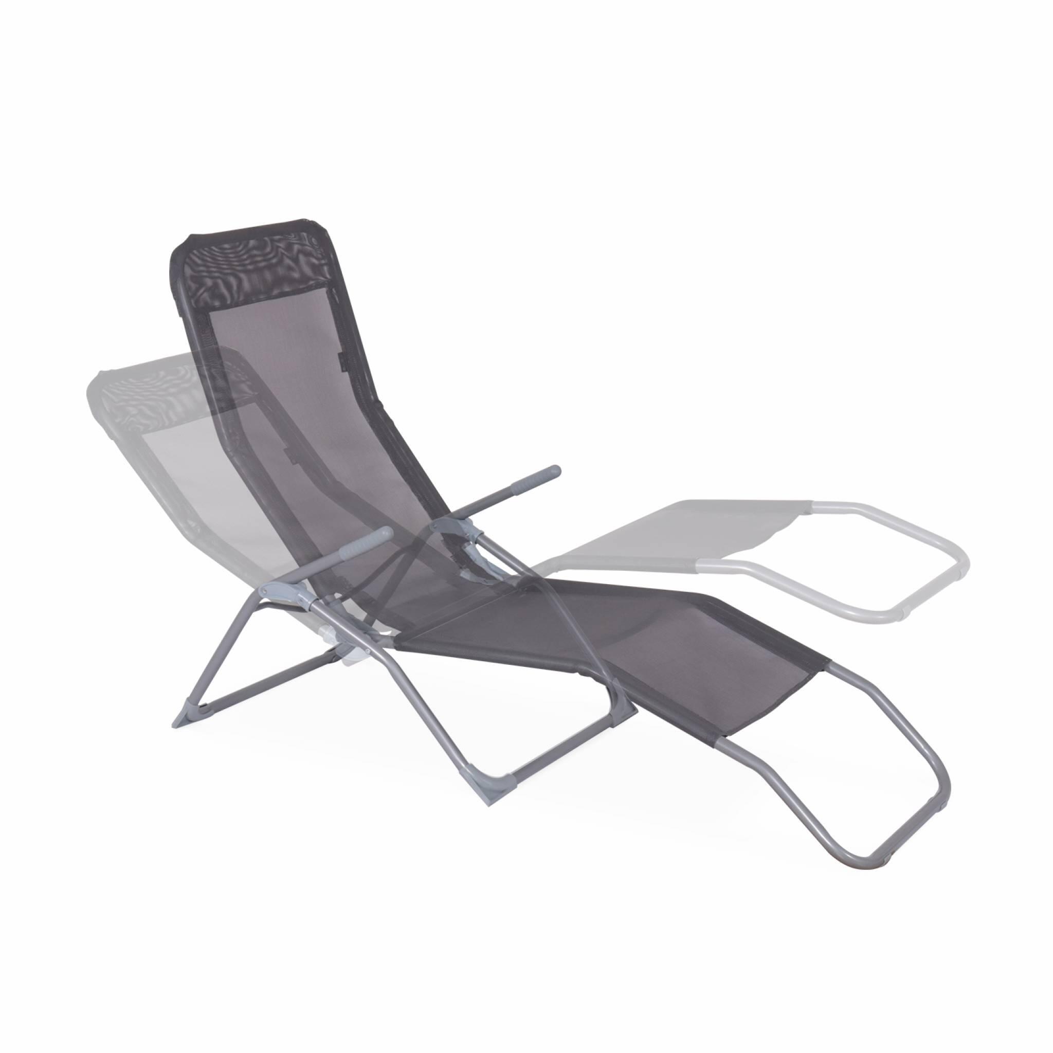Tumbona plegable de textileno con 2 posiciones, set de 4, Antracita 4/6