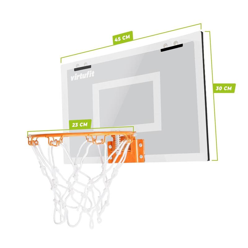 Tabellone Pro Mini Basketball con 2 Palline e Pompa - Bianco