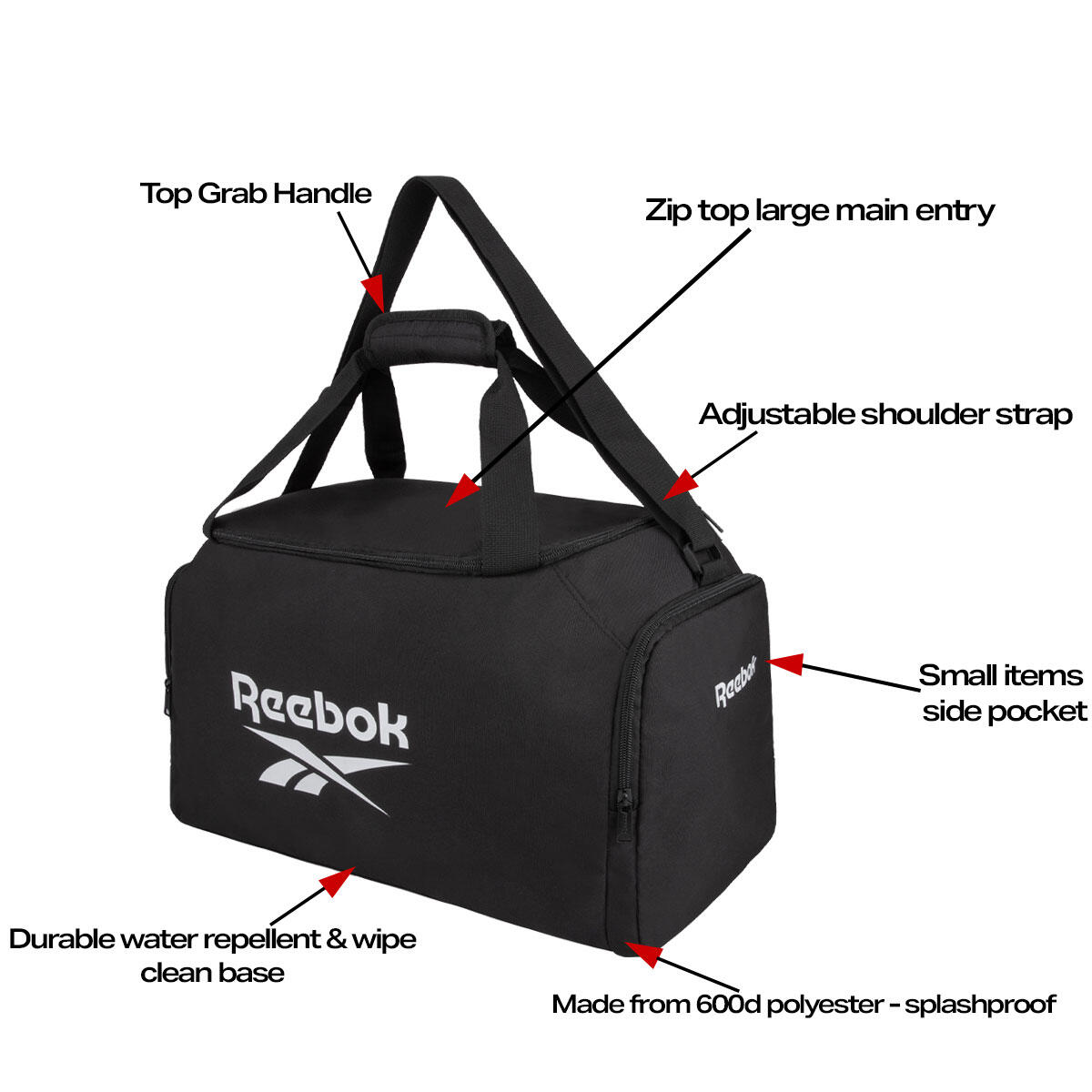 Reebok Active Core Duffel Bag Black-Small 6/7