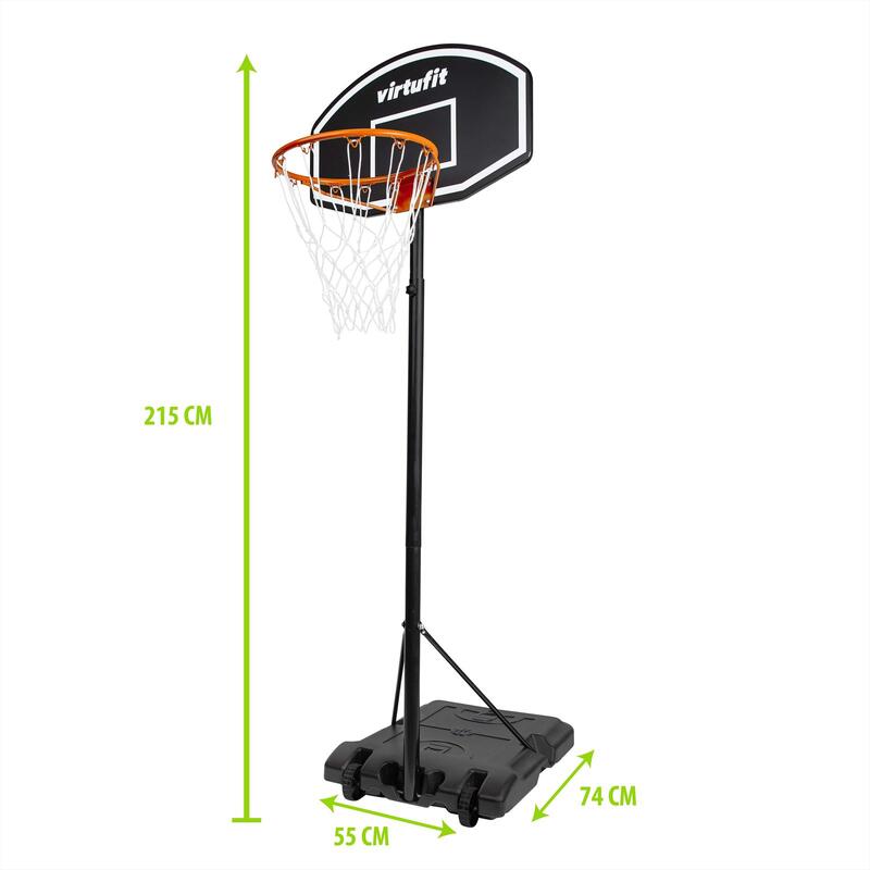 Poste de basquetebol ajustável - 170 a 215 cm com bola e bomba