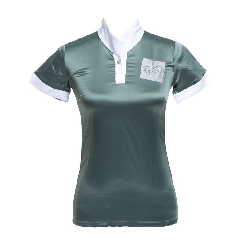 Turniershirt DUSTY GREEN - Kurzarm, Reitsportbekleidung