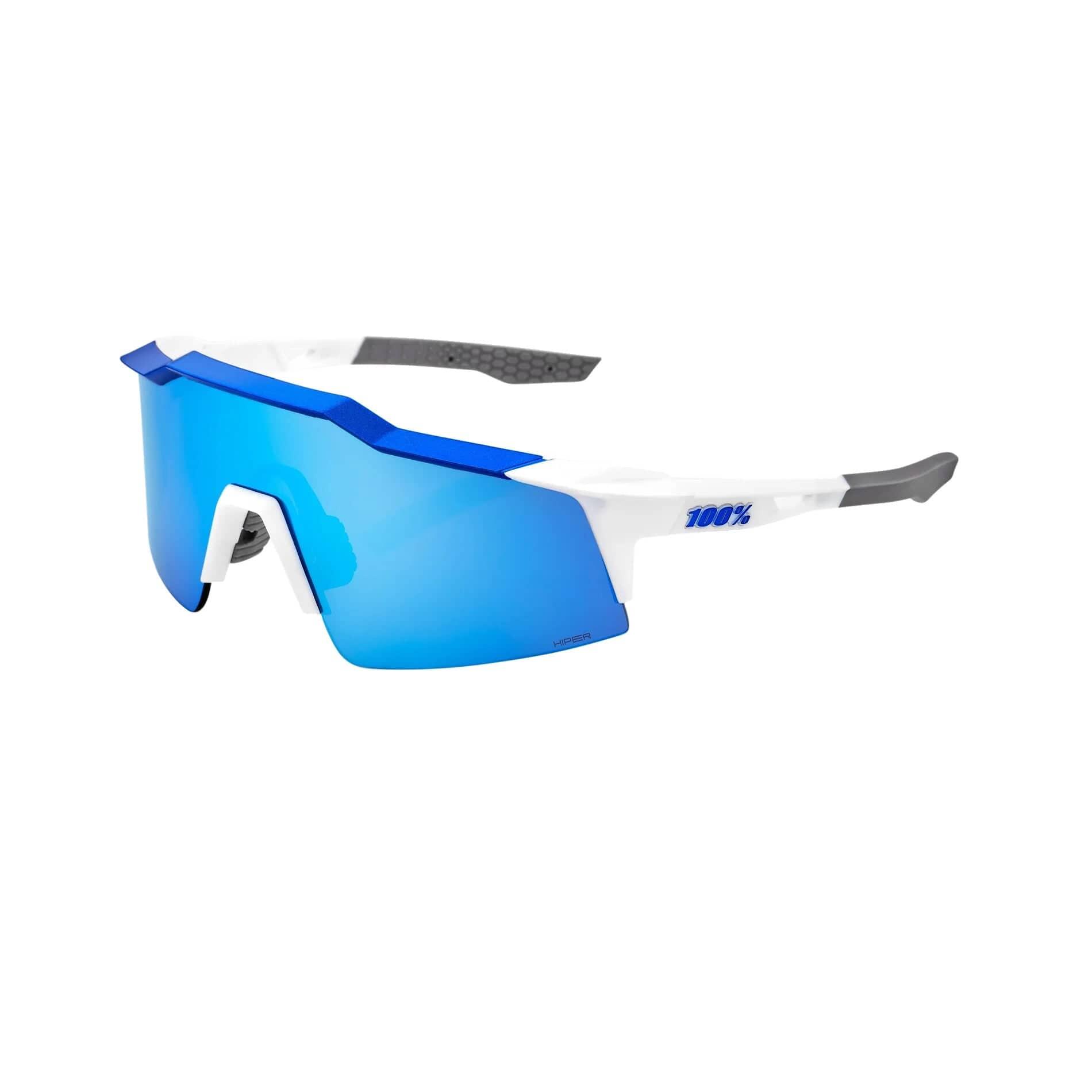 100 Percent Speedcraft SL Sunglasses White/Metallic Blue/HiPER Blue Mirror Lens