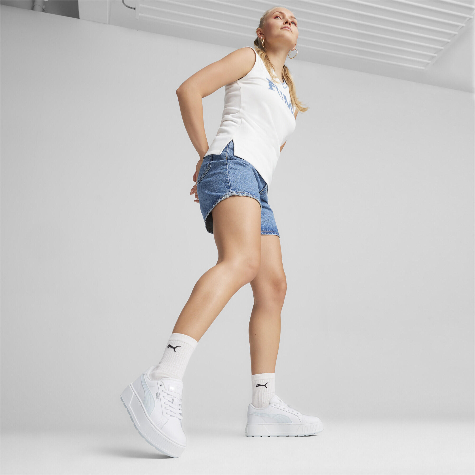 Karmen L Sneakers Damen PUMA White Dewdrop Silver Blue Metallic 3/15