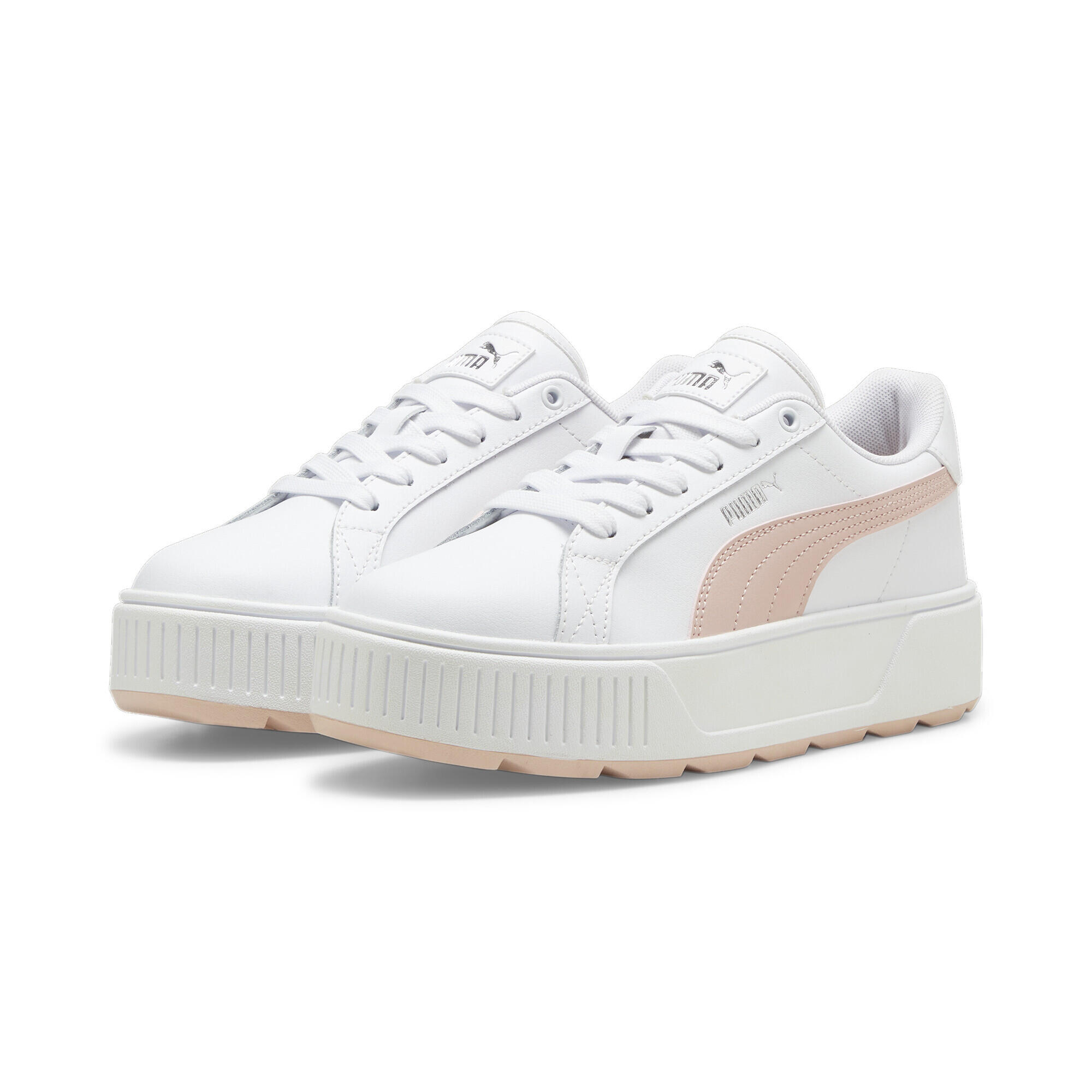 Puma - Sneakers Karmen L Femme Puma White Rose Quartz Silver Pink Metallic - Baskets - Blanc|gris|rose - Decathlon