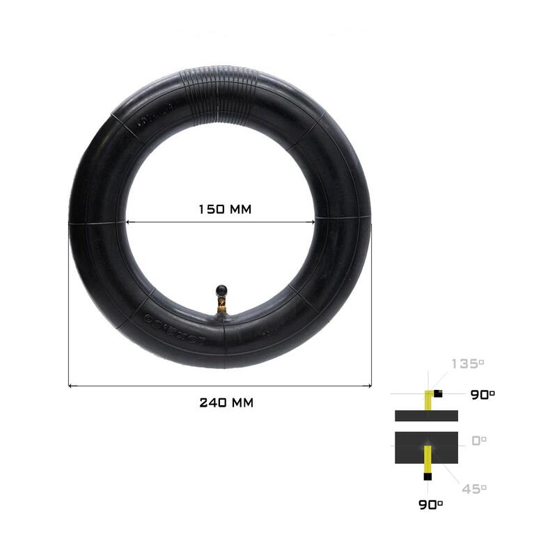 Neumatico Camara Aire Patinete Electrico 10x2,5 Reforzada. Valvula Curva 90º