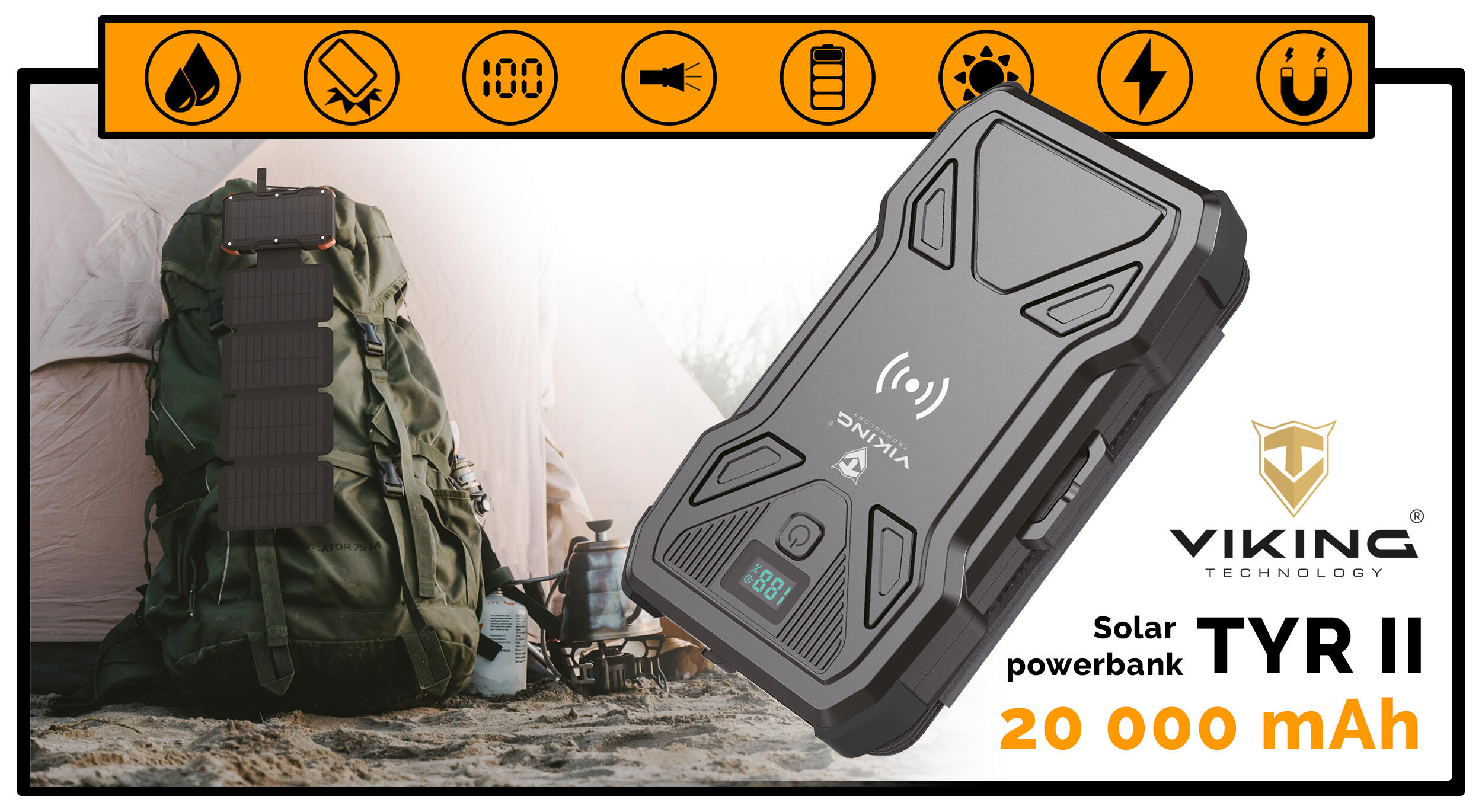 Solární powerbanka VIKING TYR II 6/7