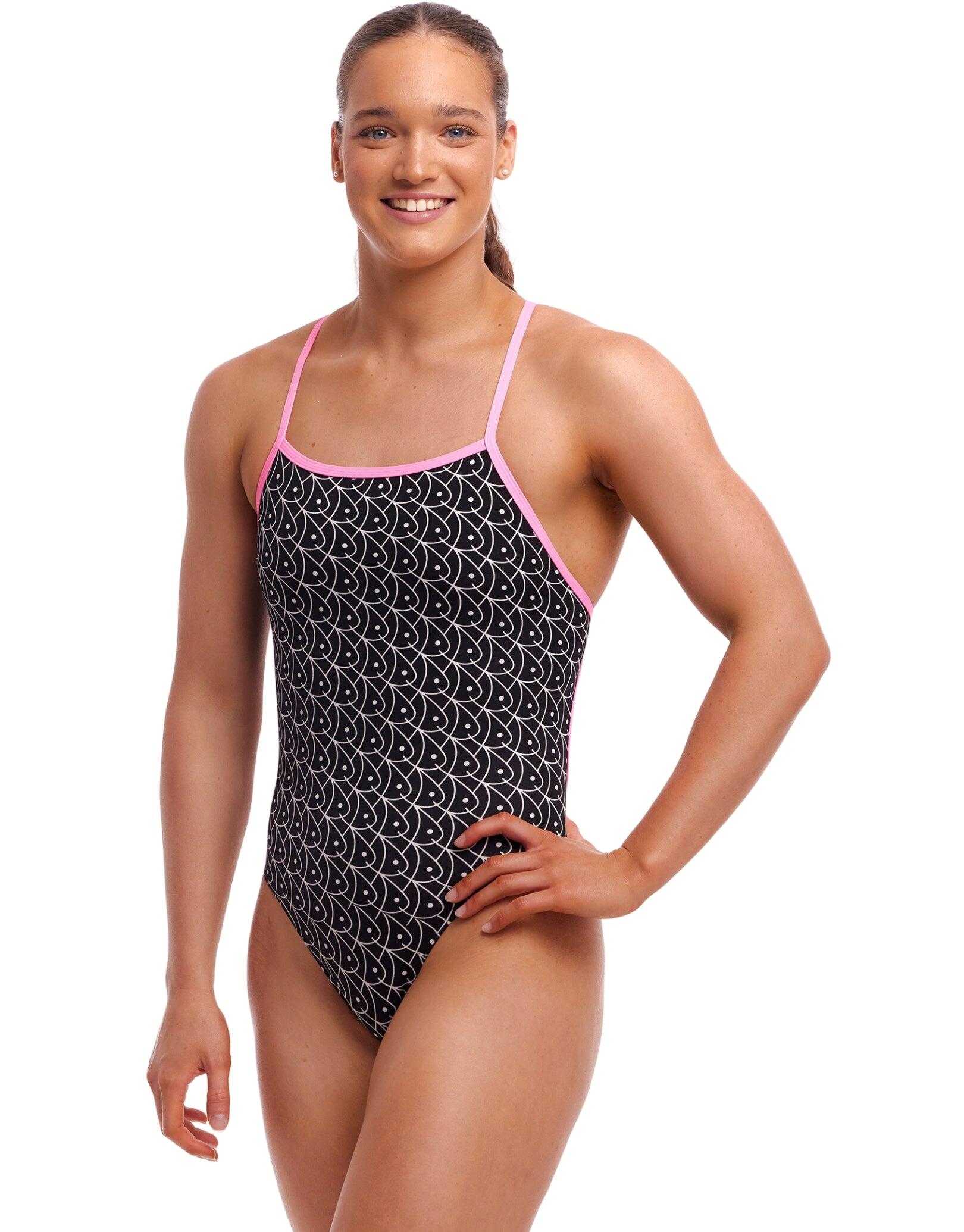 Funkita Summer Fish Tie Me Tight Swimsuit -Black/Pink 3/5