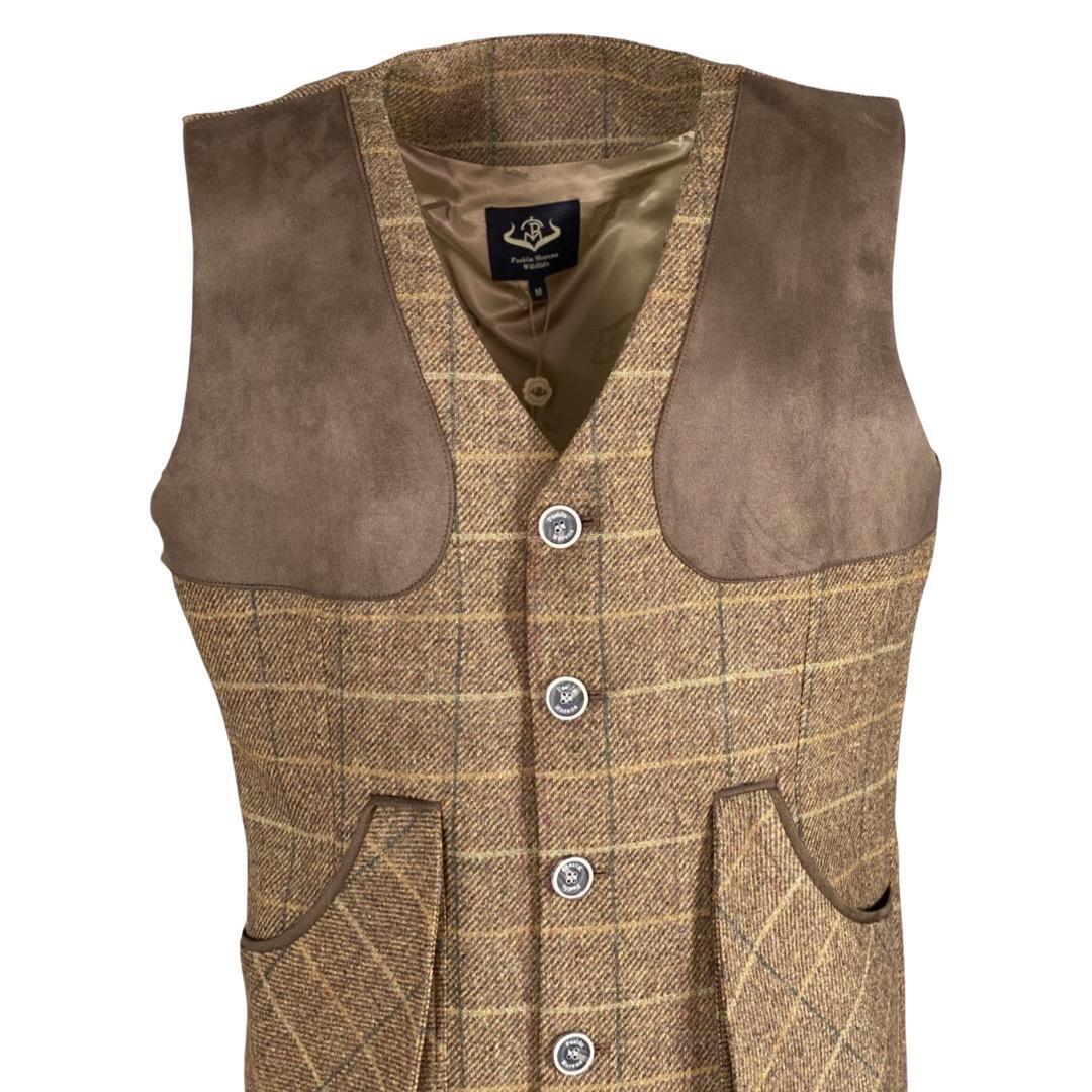 Chaleco Caza Hombre Pasión Morena 07026 Marrón Tiradora Tweed Largo 3/5