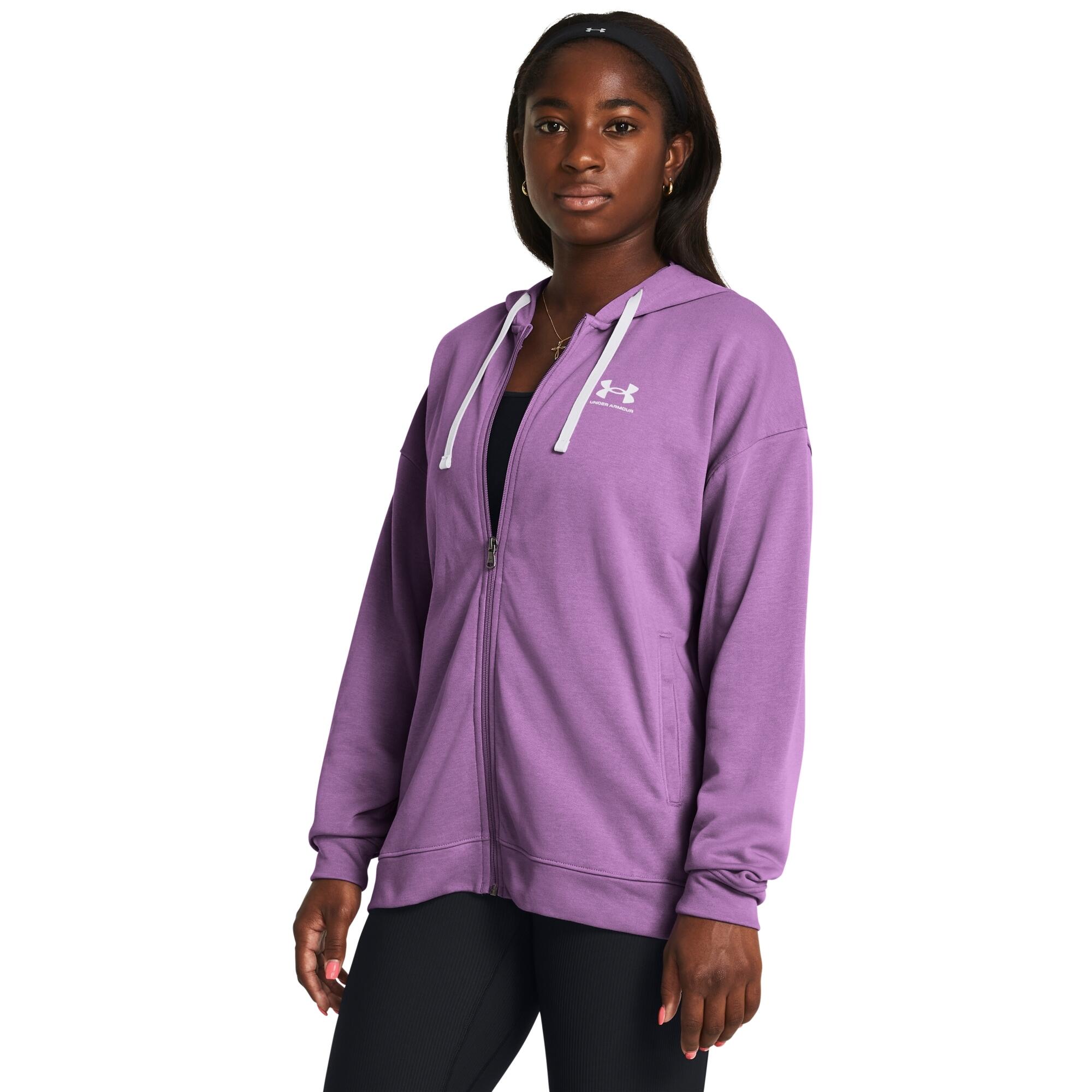 Sweatshirt à capuche oversize zippé femme Under Armour Rival Terry 2/4