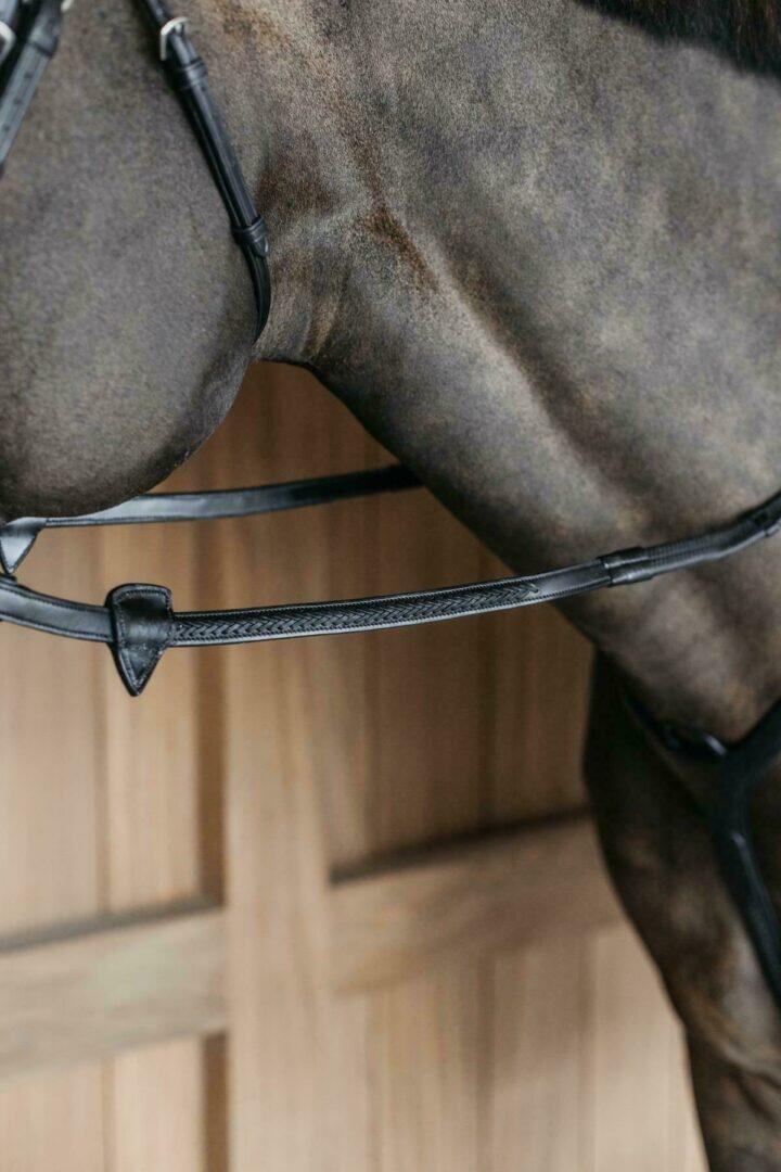 1/2'' Rubber reins with 7 leather loops and plaited finishing 2/3