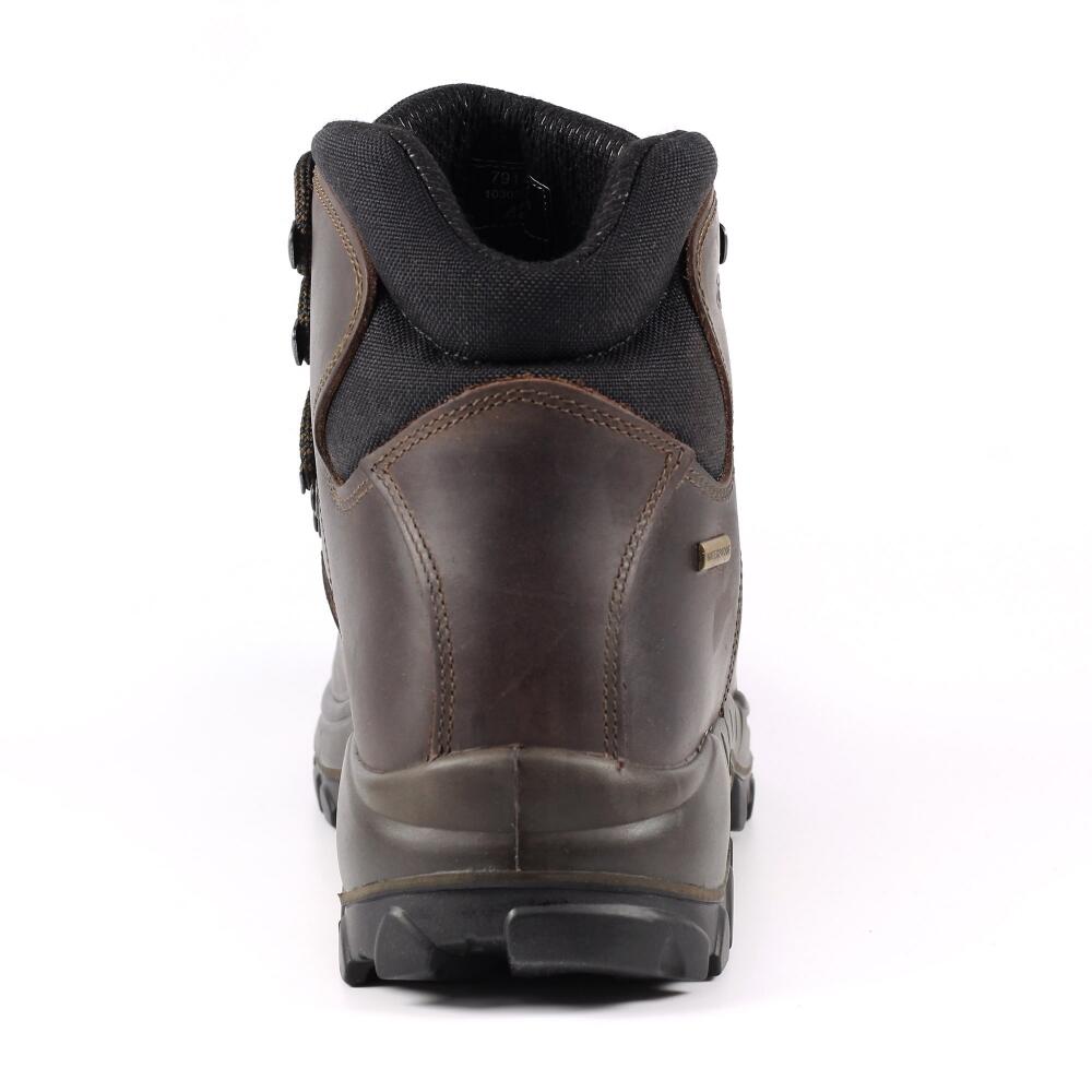 BOTA GR10303 TREKKING PARA ADULTO COURO ENCERADO CASTANHO VIBRAM GRITEX CORDURA 3/6