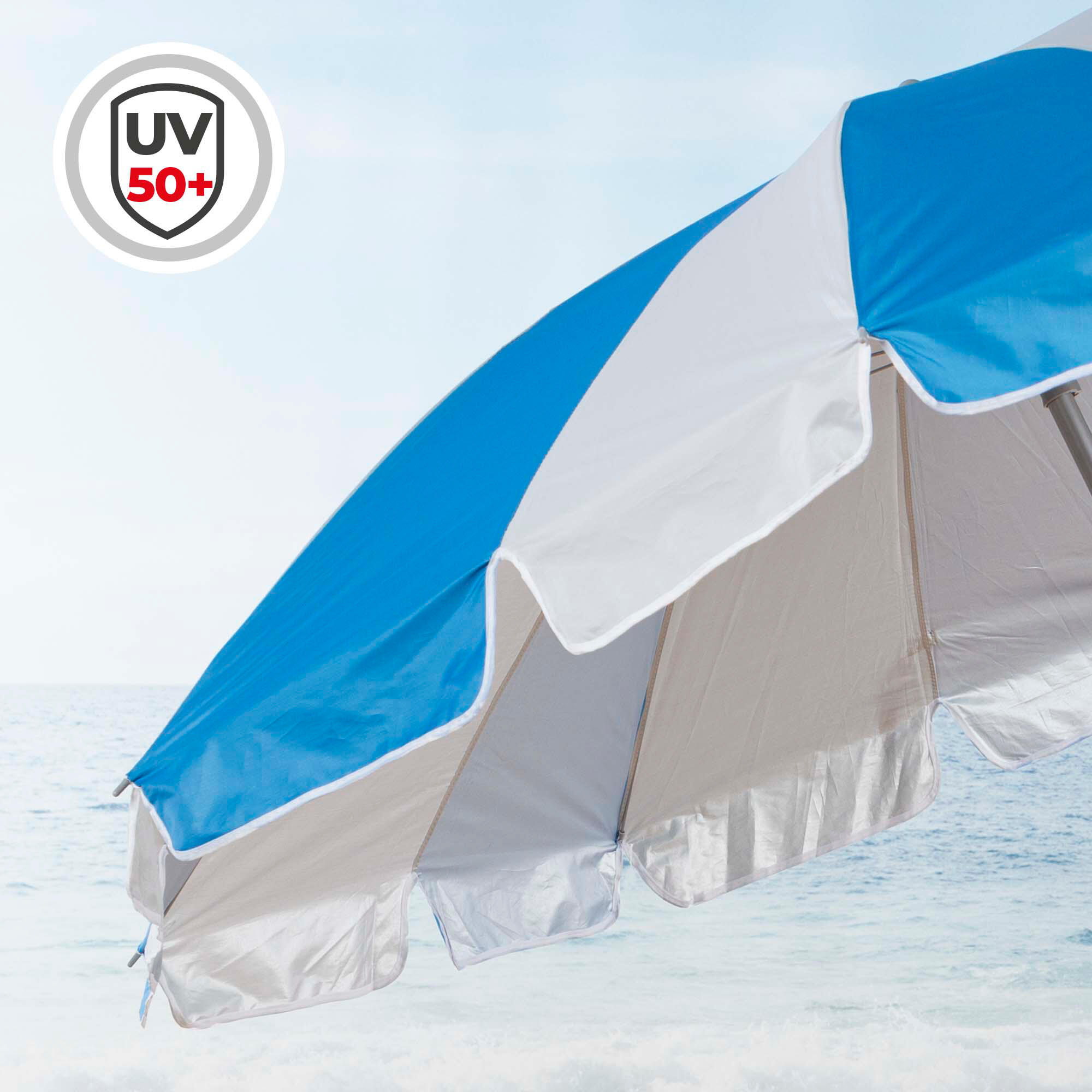 Aktive Confezione da 2 sedie da spiaggia pieghevoli blu XXL + ombrellone 220 cm 2/7