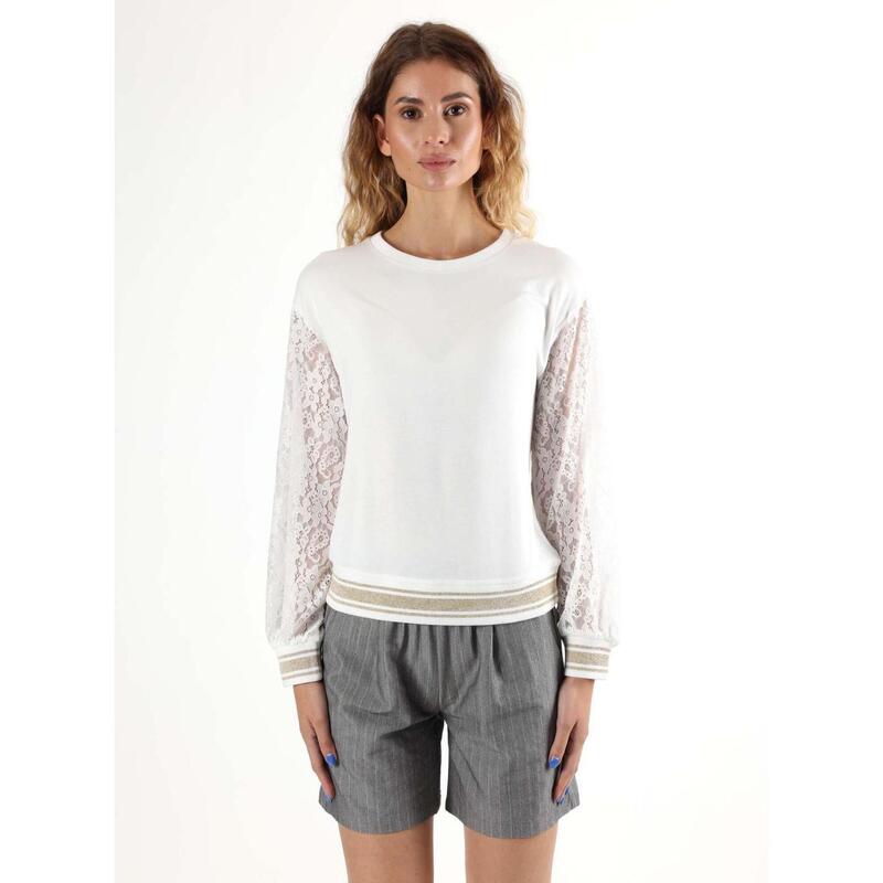 Leone Lace non-sweatshirt pull-on damessweatshirt met ronde hals