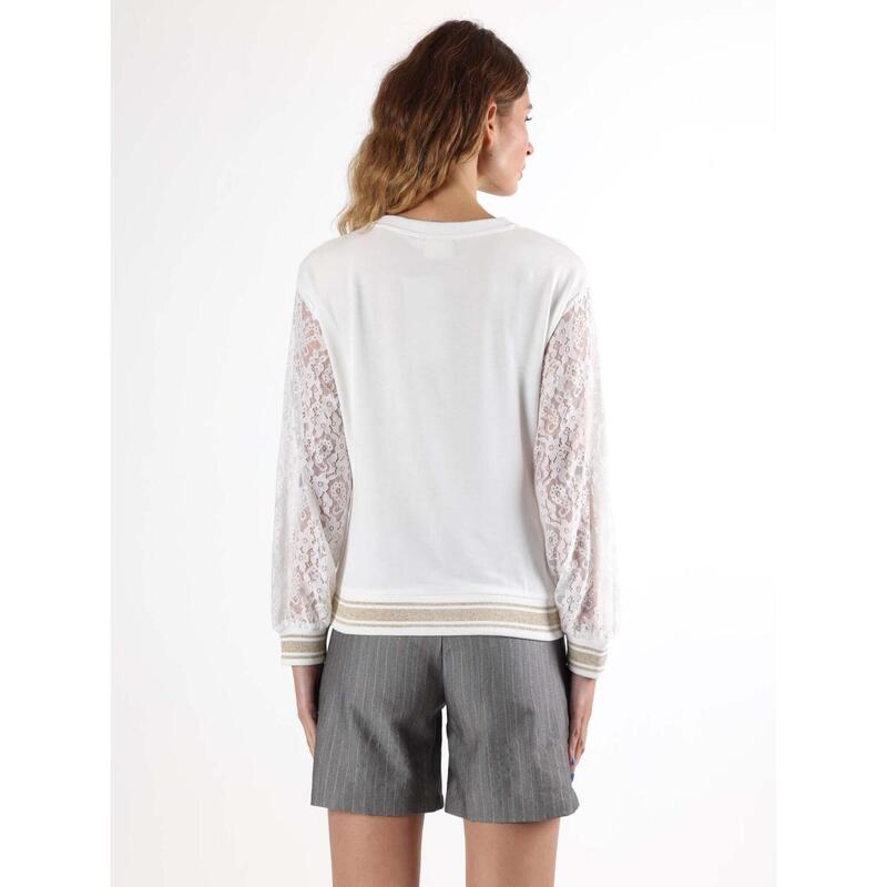 Leone Lace non-sweatshirt sweat-shirt à enfiler à col rond pour femme