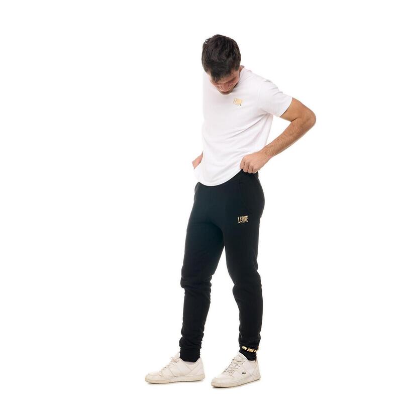 Pantalón de chándal de hombre Leone New Gold sin forro polar con puños