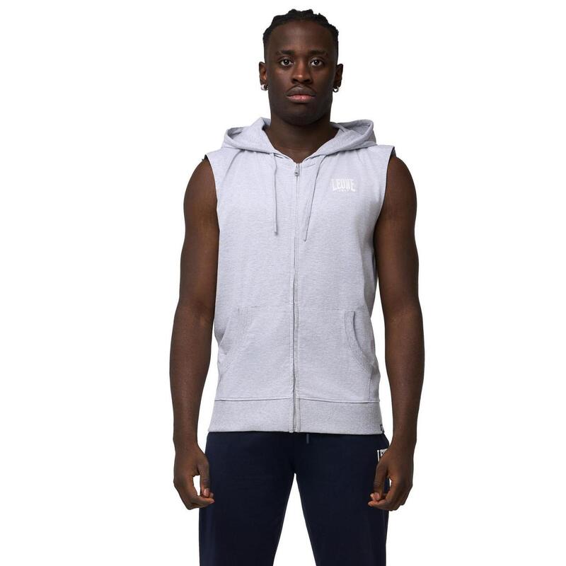 Sudadera de hombre Leone Sporty sin mangas con capucha y cremallera