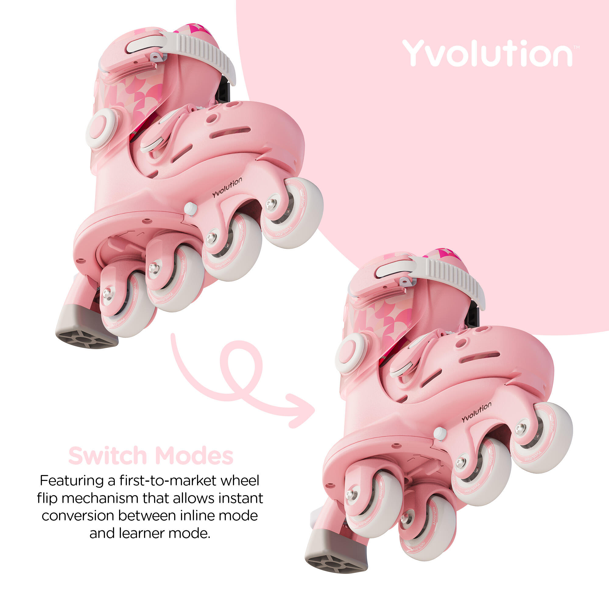 Rollers d'apprentissage évolutifs Twista skates rose- Pointure réglable (24-28) 2/7