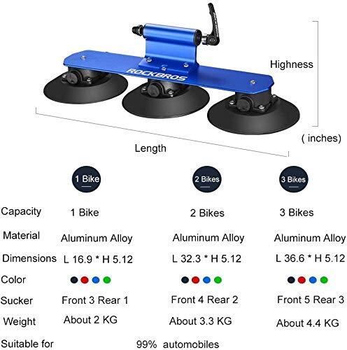 ROCKBROS Blauwe fietsendrager met zuignap voor montage op autodak voor 1 fiets 3/7